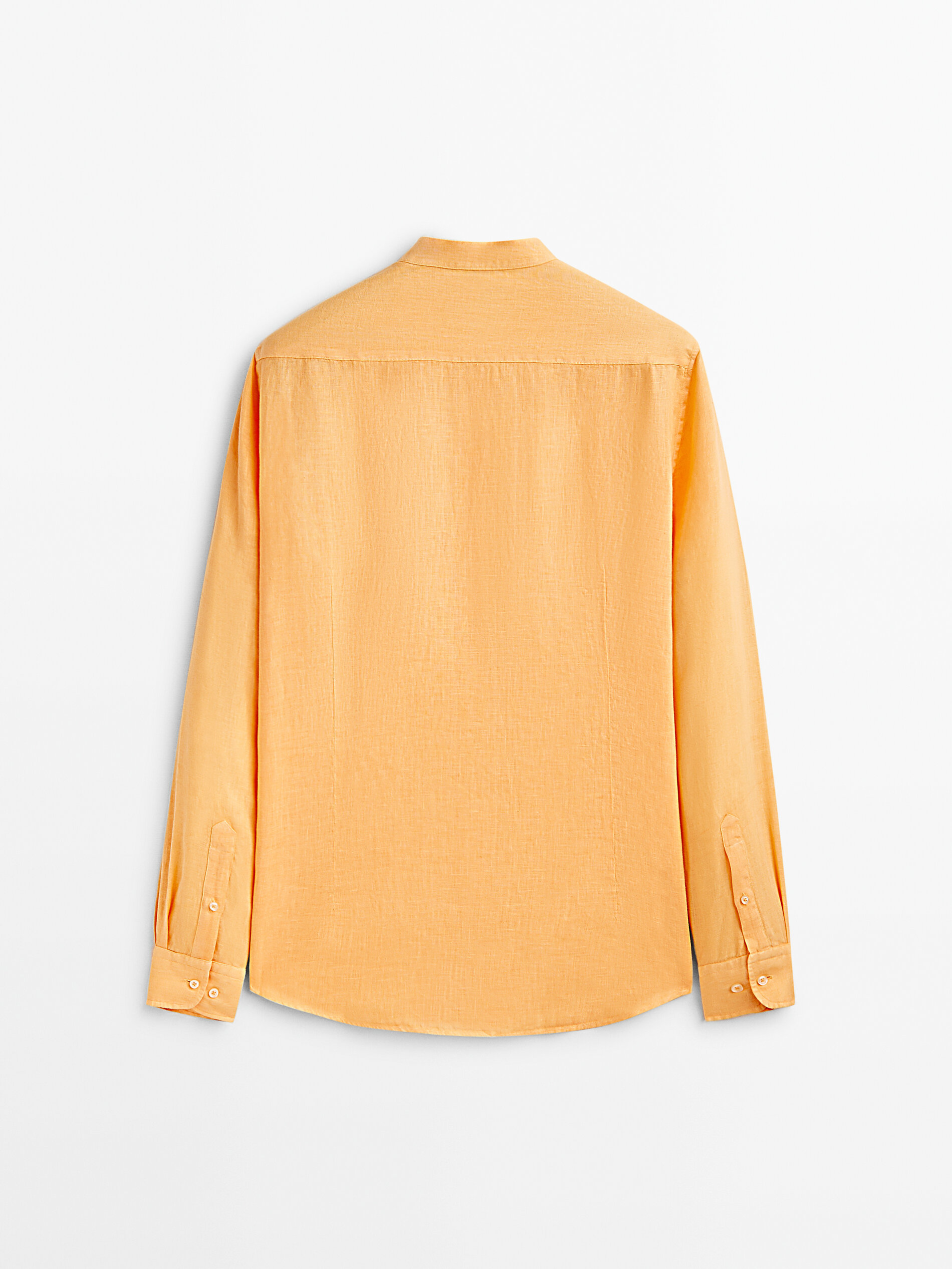 Camisa 100% lino cuello mao slim fit - NARANJA