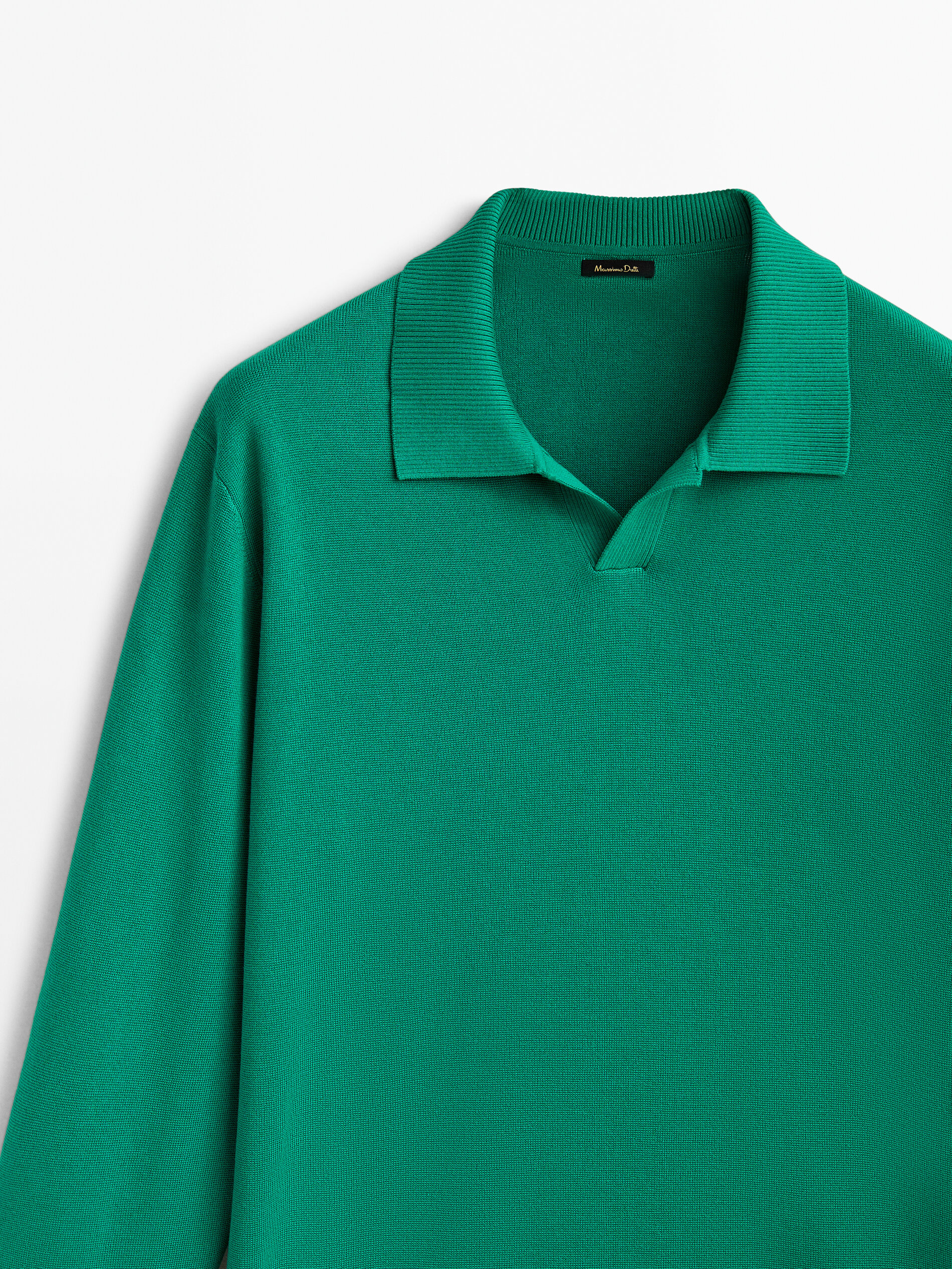 Jersey punto milano algodón cuello polo - Verde