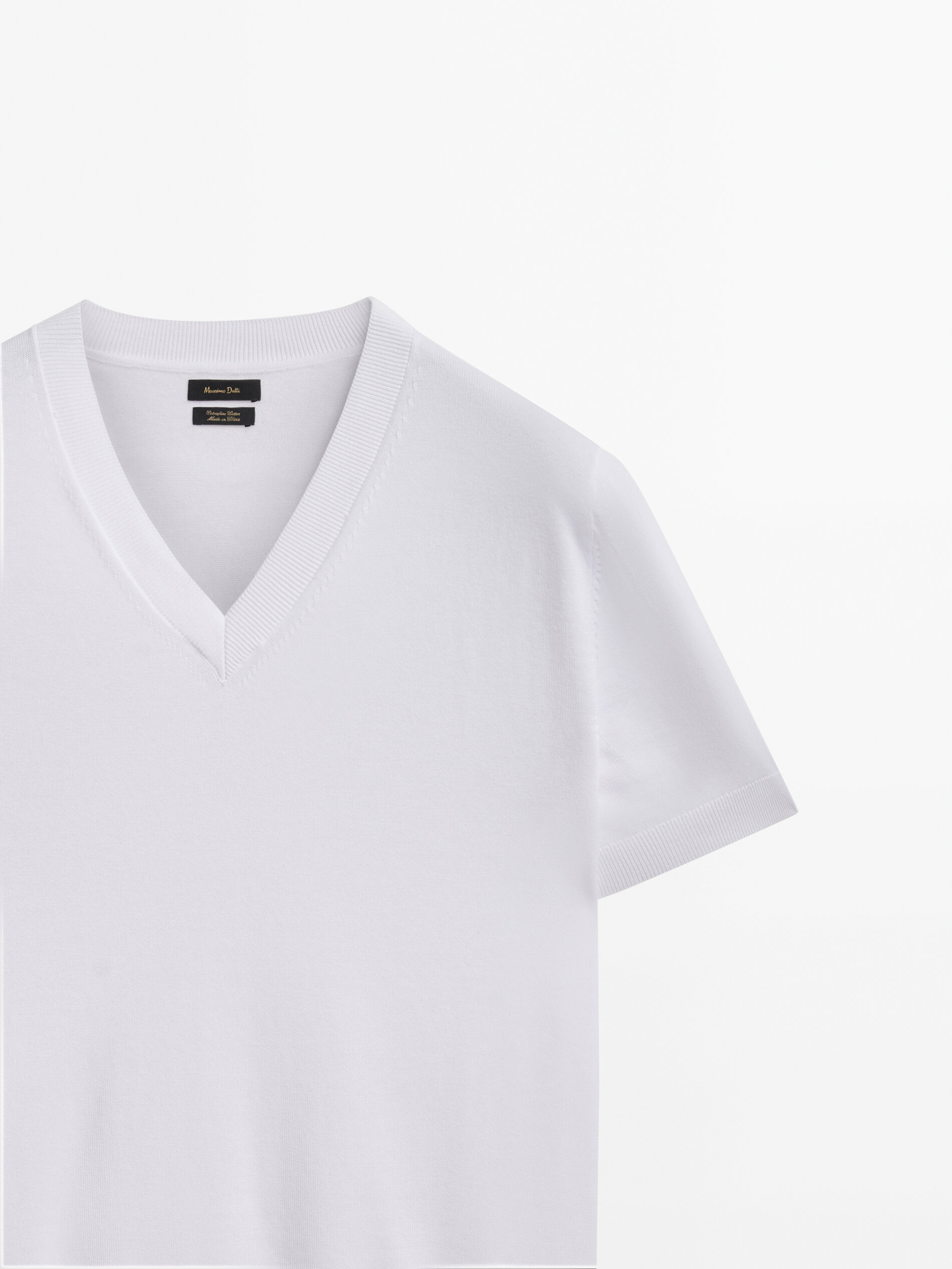 Jersey punto manga corta cuello pico - BLANCO