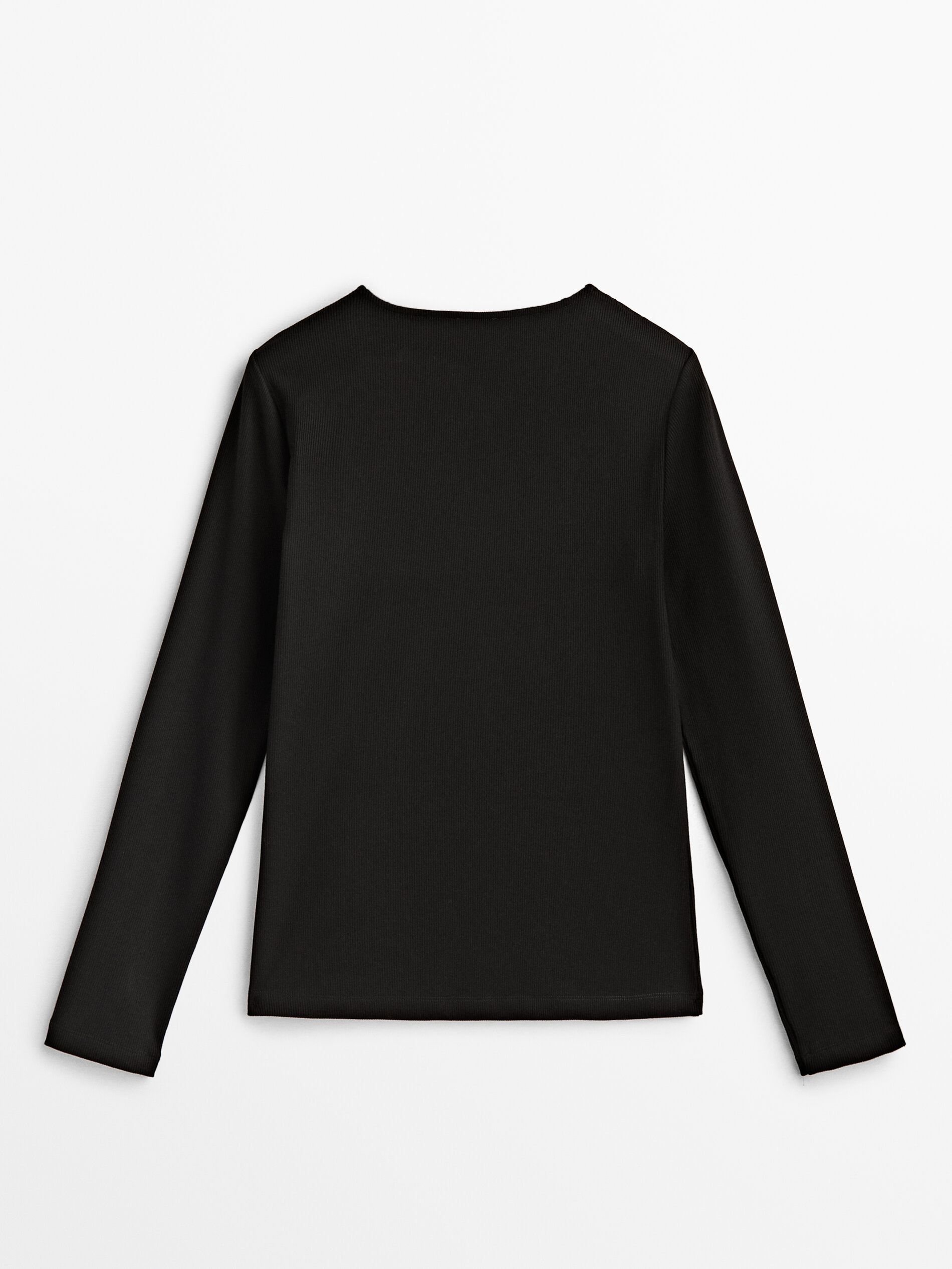 Camiseta cut out canalé - NEGRO