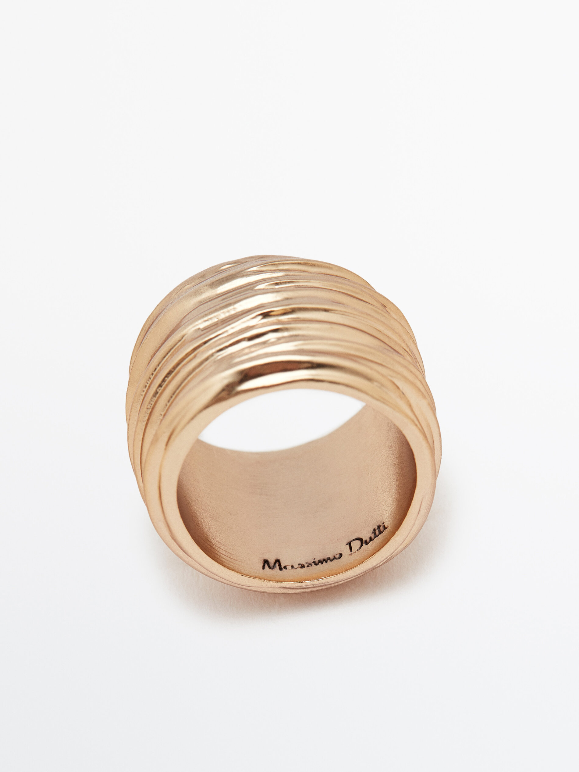 Anillo textura baño oro - DORADO