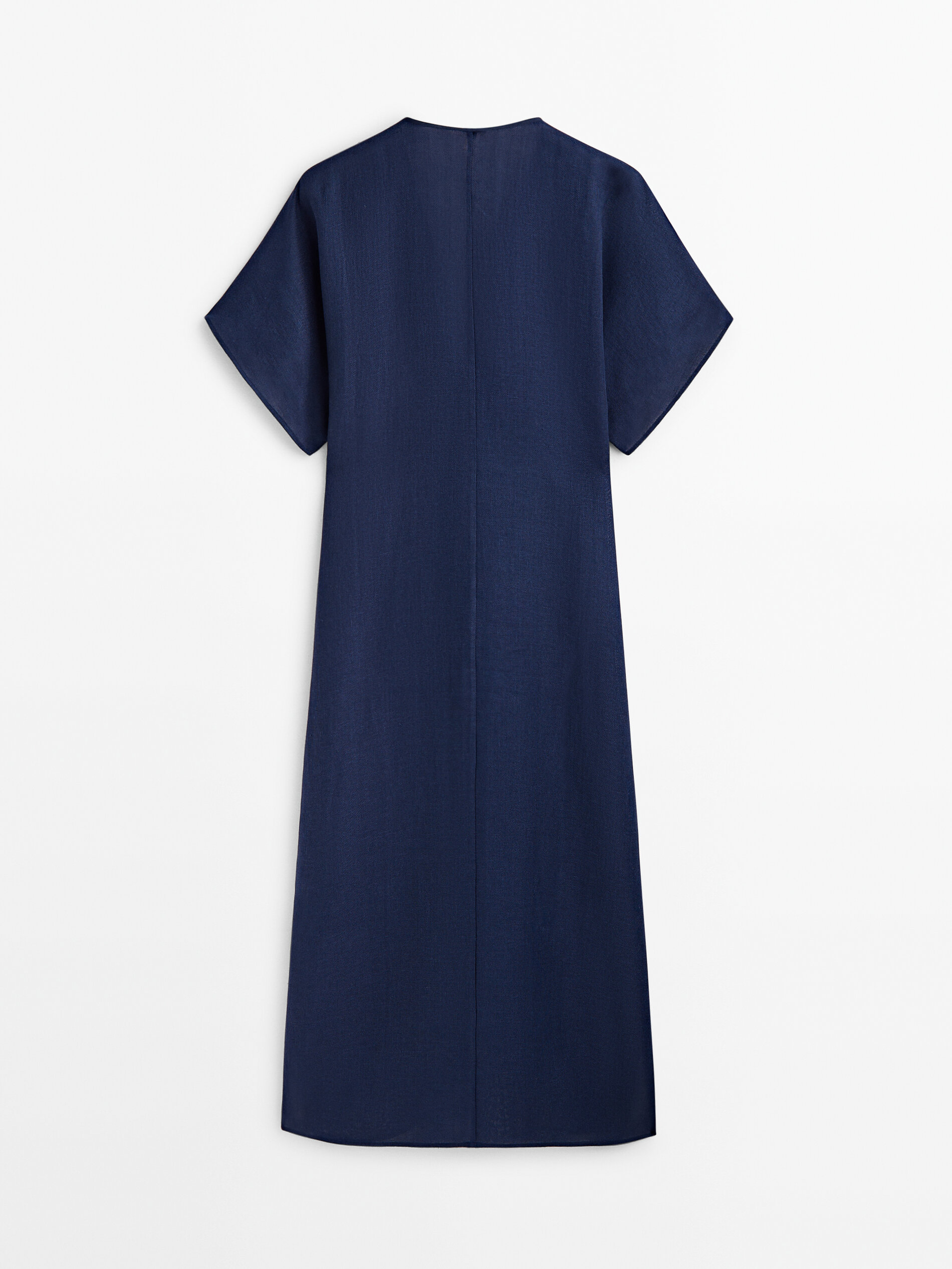 Vestido midi lino lazada - AZUL