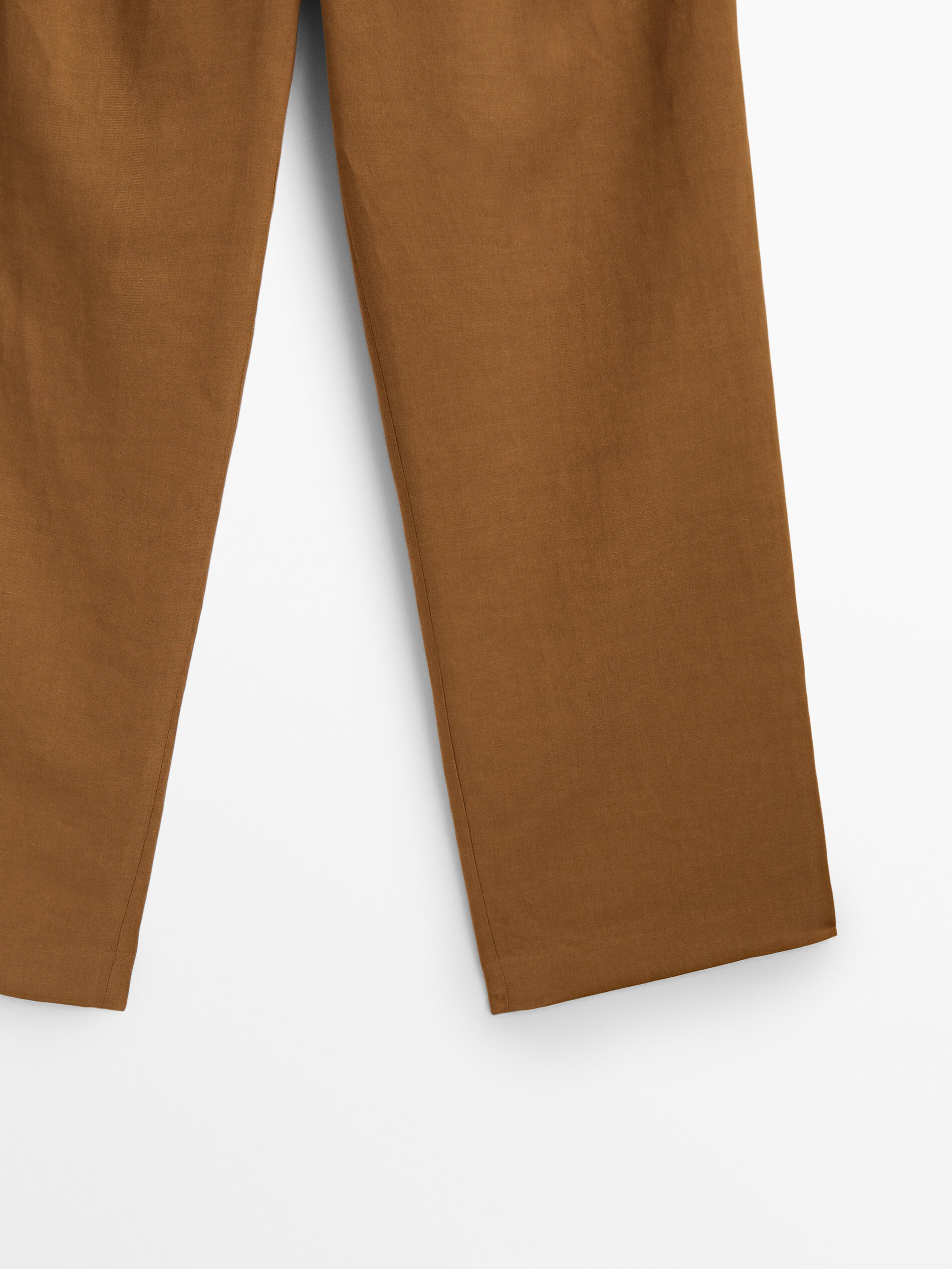 Pantalón recto doble pinza - Caramelo