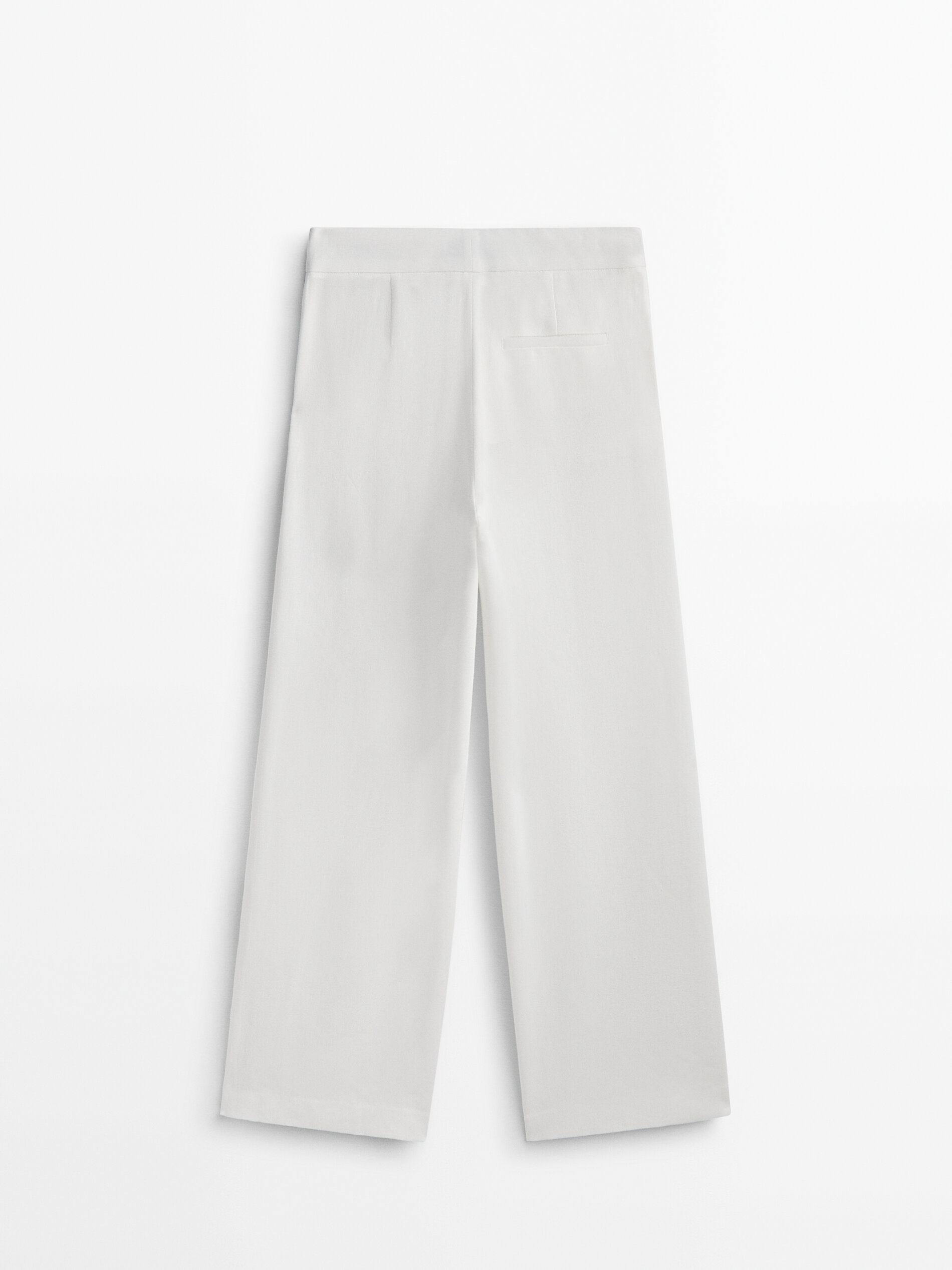 Pantalón ancho con lino pinzas - BLANCO