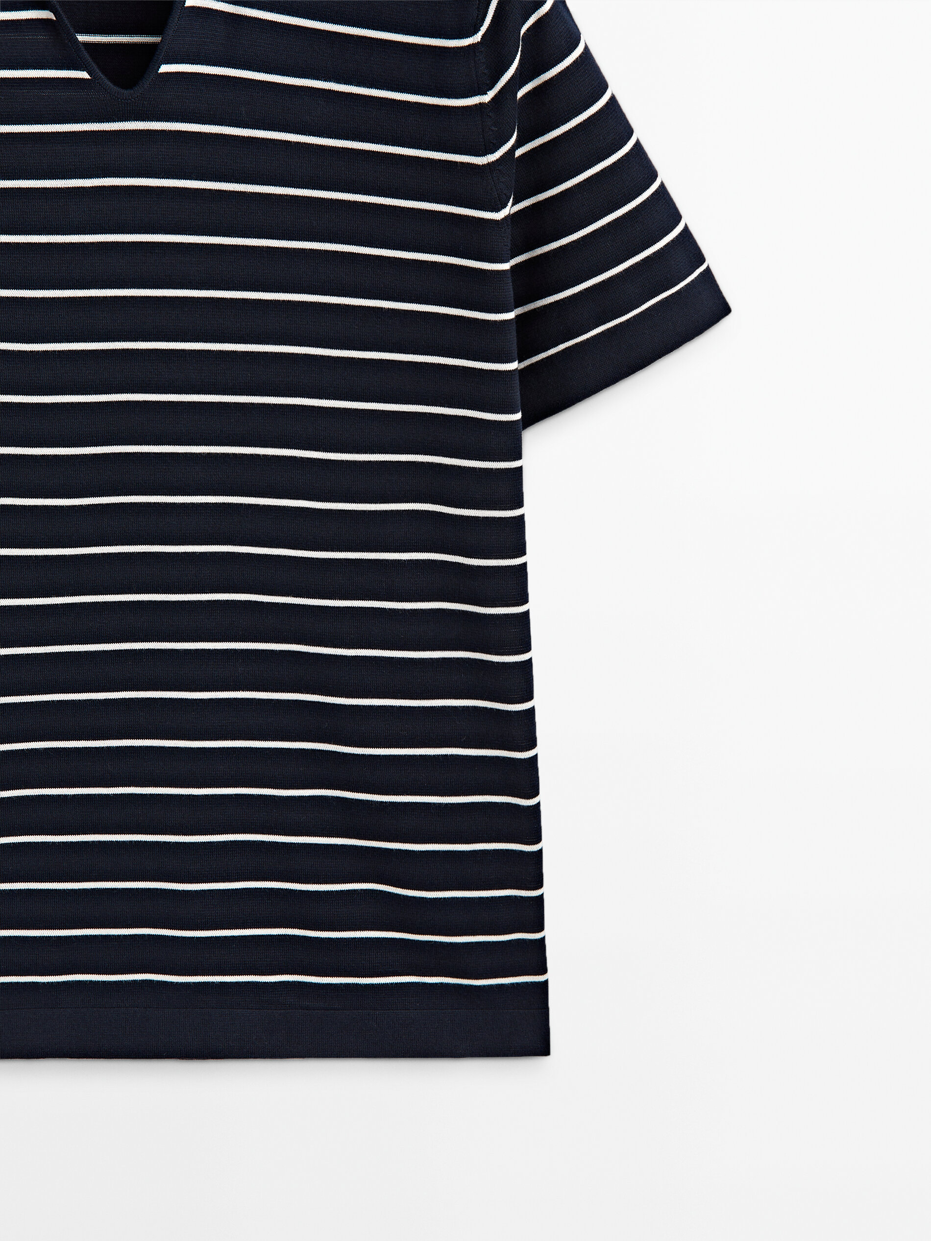 Jersey polo rayas manga corta - AZUL MARINO