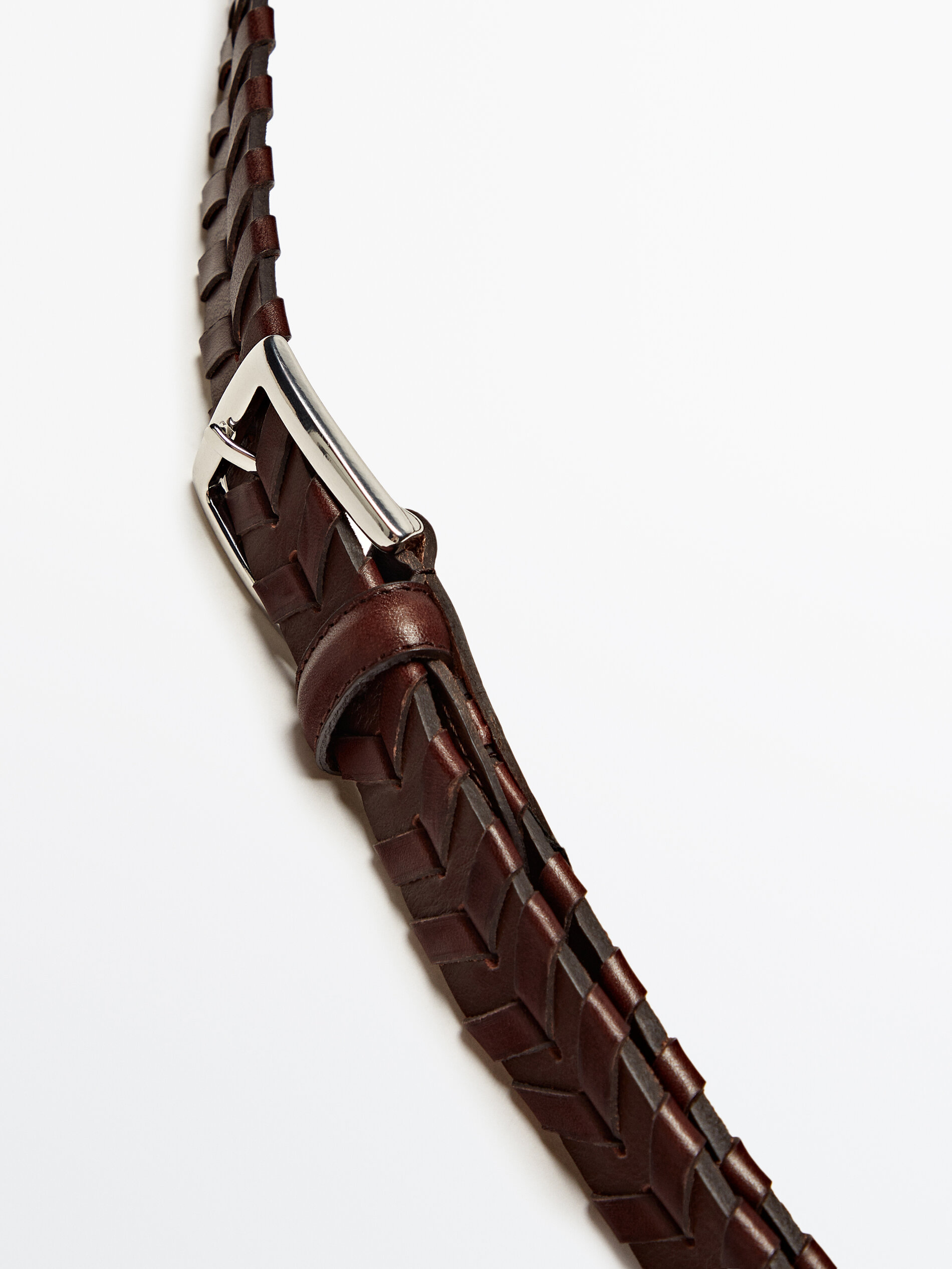 Cinturón trenzado piel - MARRÓN