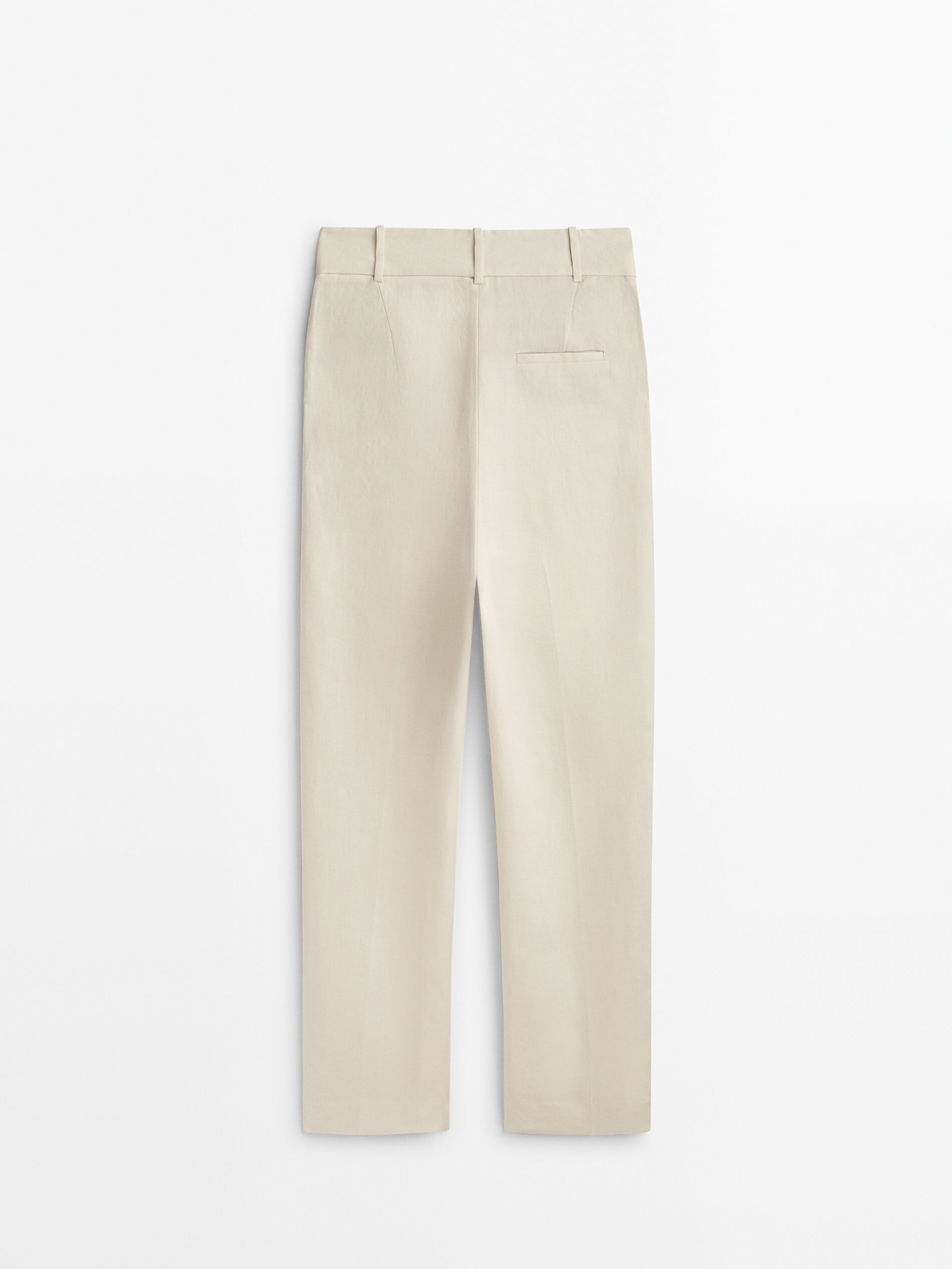 Pantalón traje 100% lino doble trabilla - Vainilla