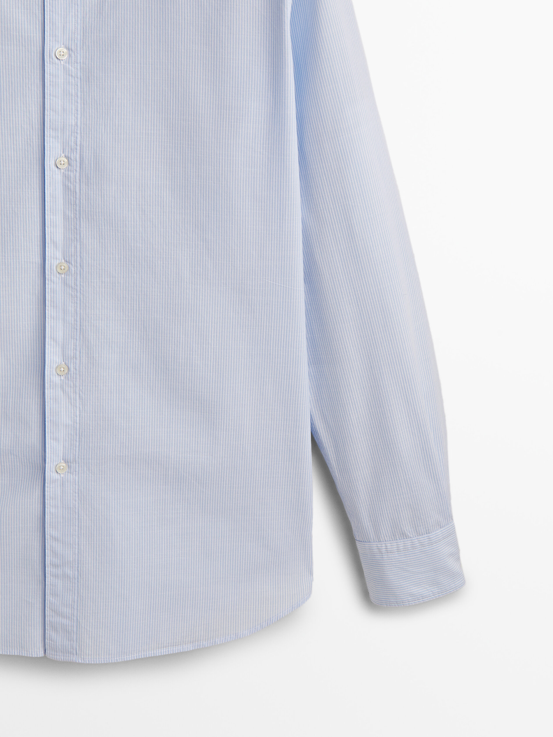 Camisa mil rayas algodón flamé slim fit - CELESTE