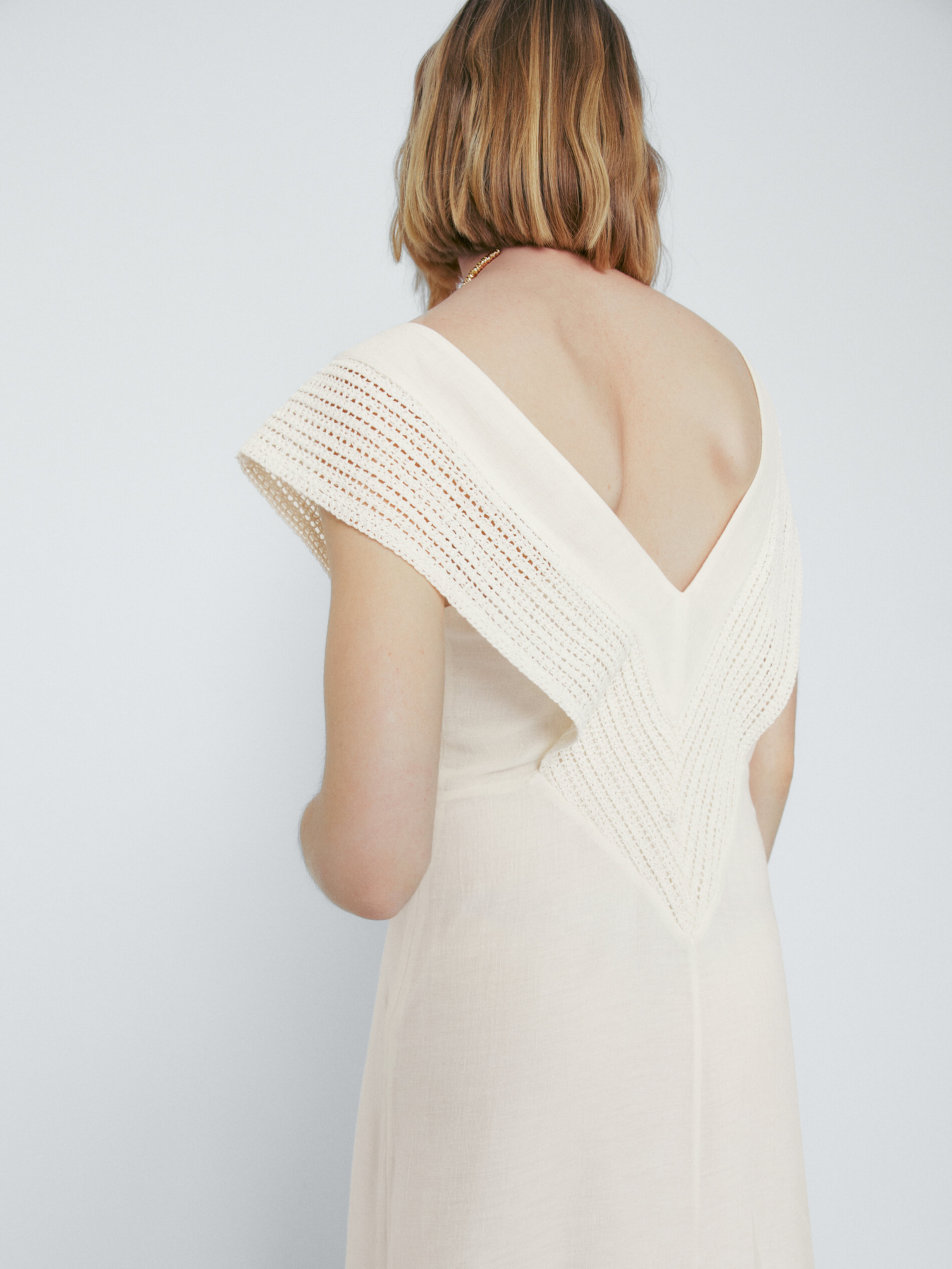 Vestido largo detalle crochet - BLANCO