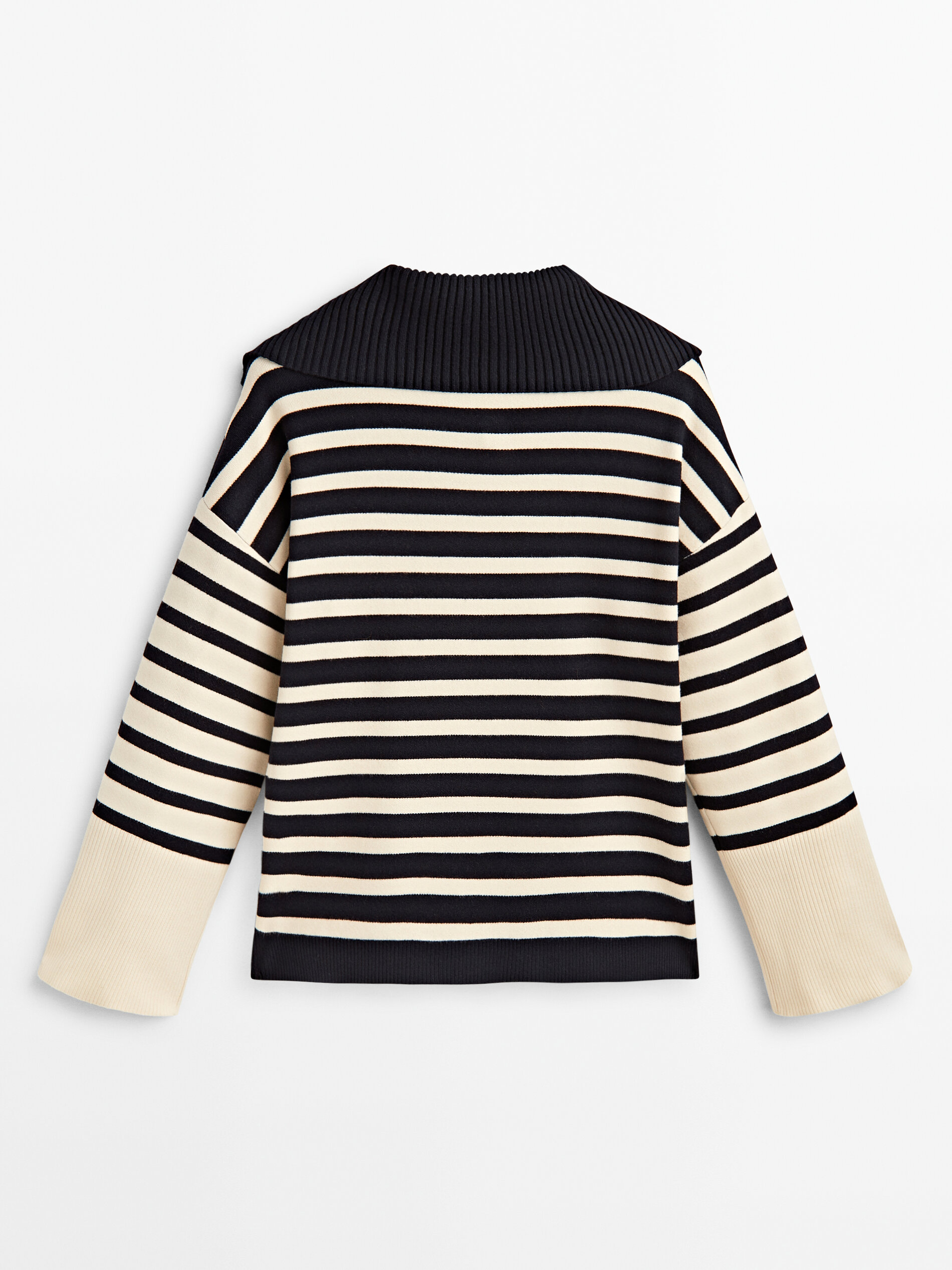 Jersey rayas contraste cuello cremallera - AZUL MARINO