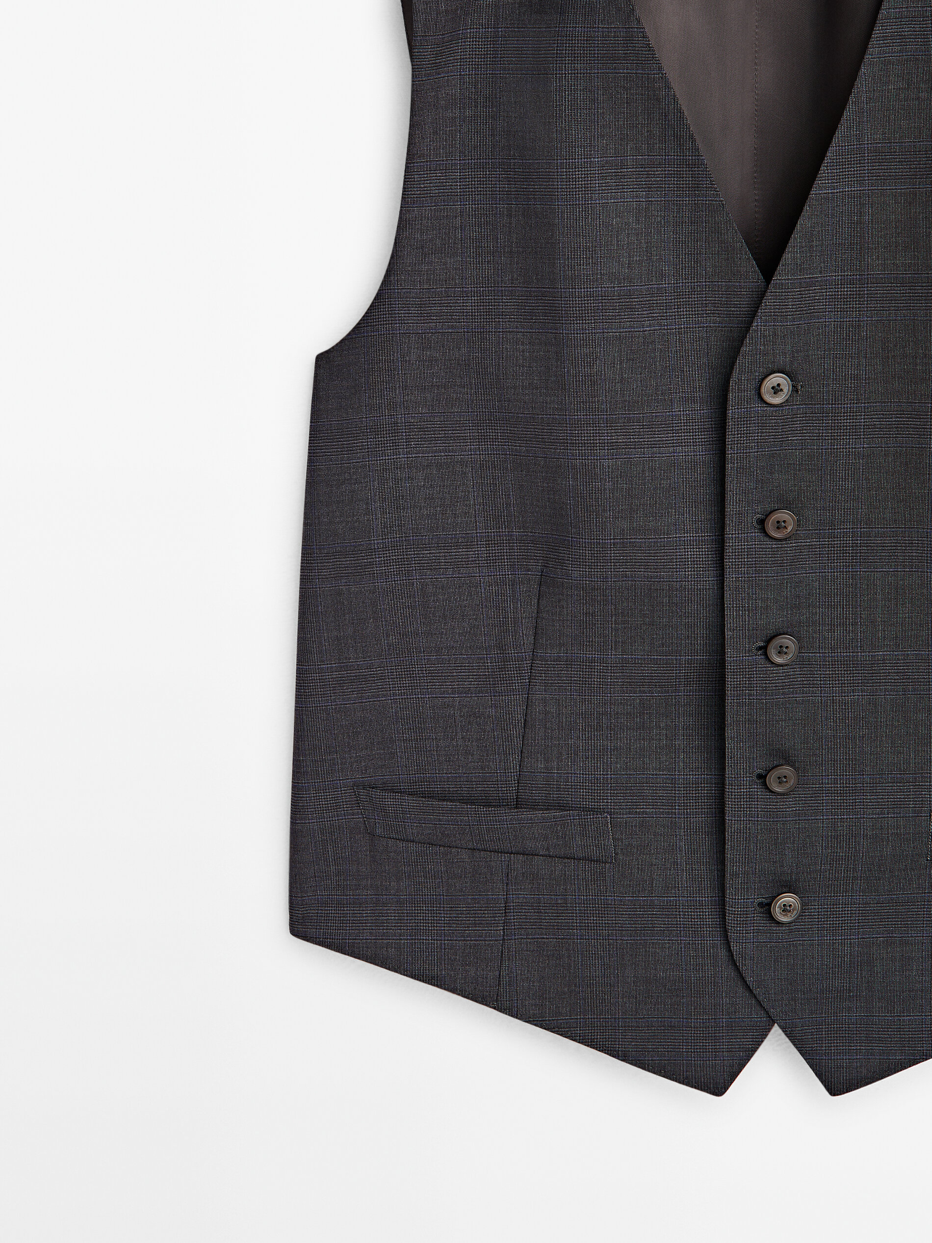 Chaleco traje lana super 120's cuadros - GRIS