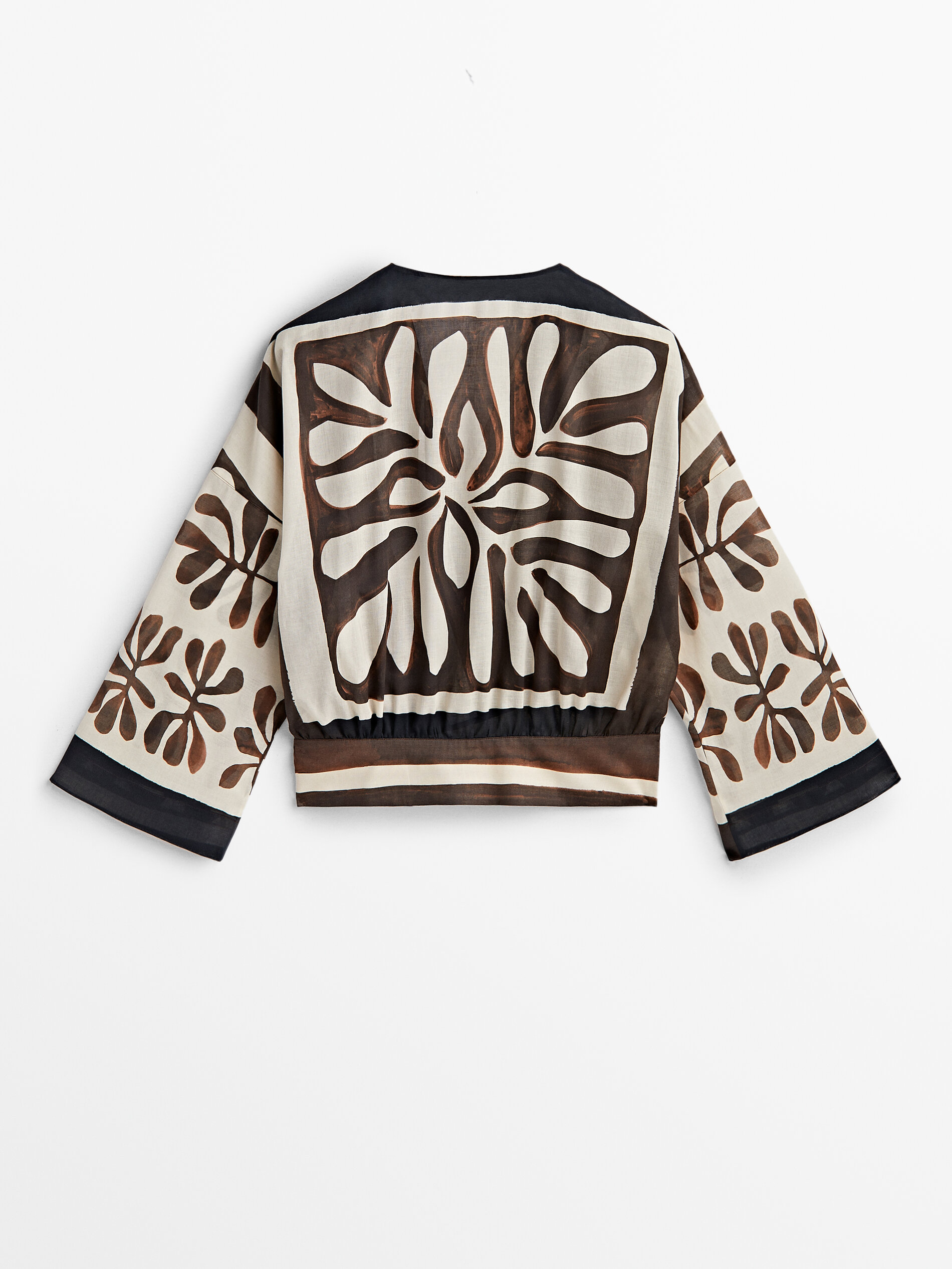 Camisa cruzada estampada - MARRÓN