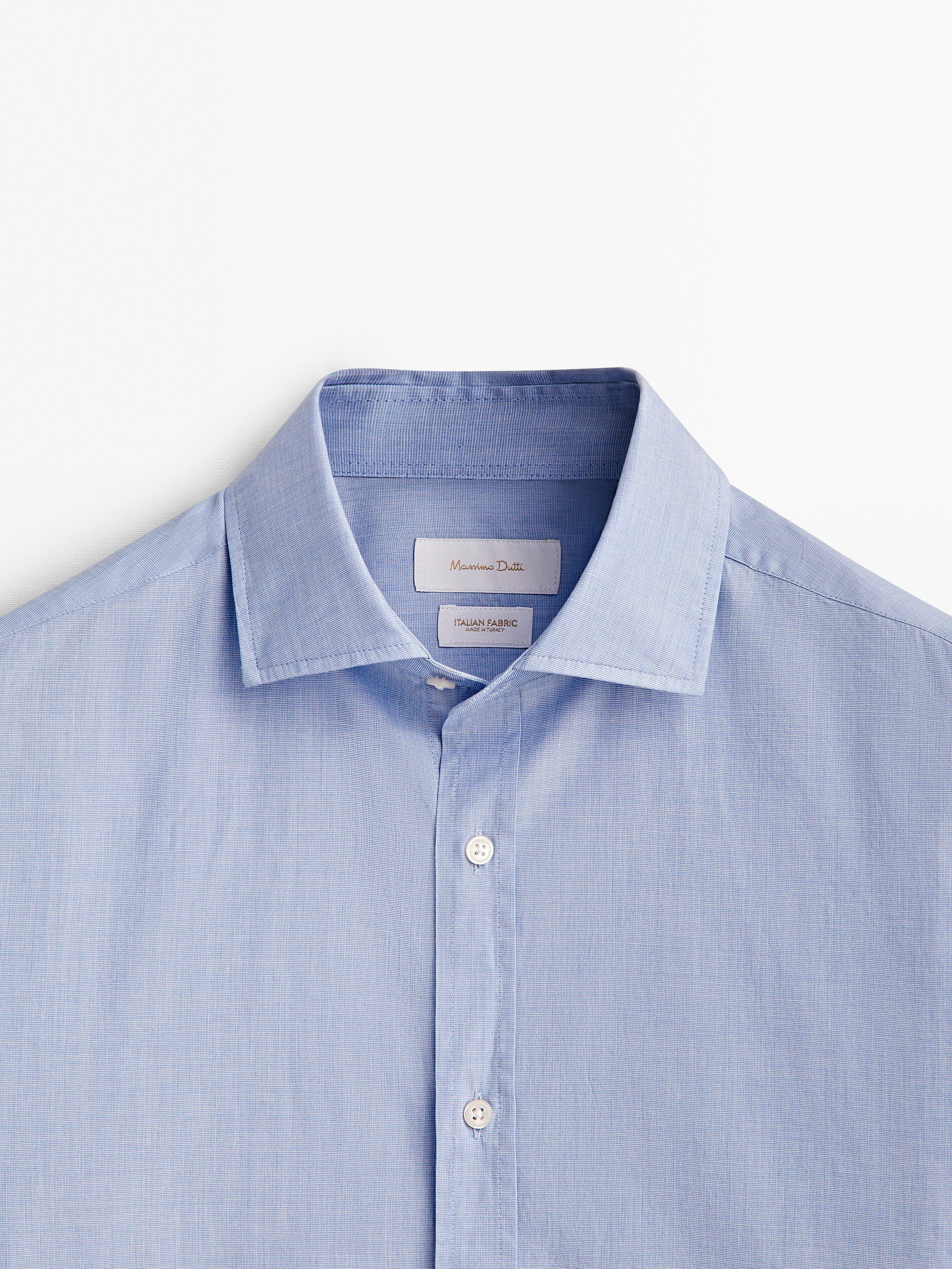 Camisa algodón fil a fil slim fit - CELESTE