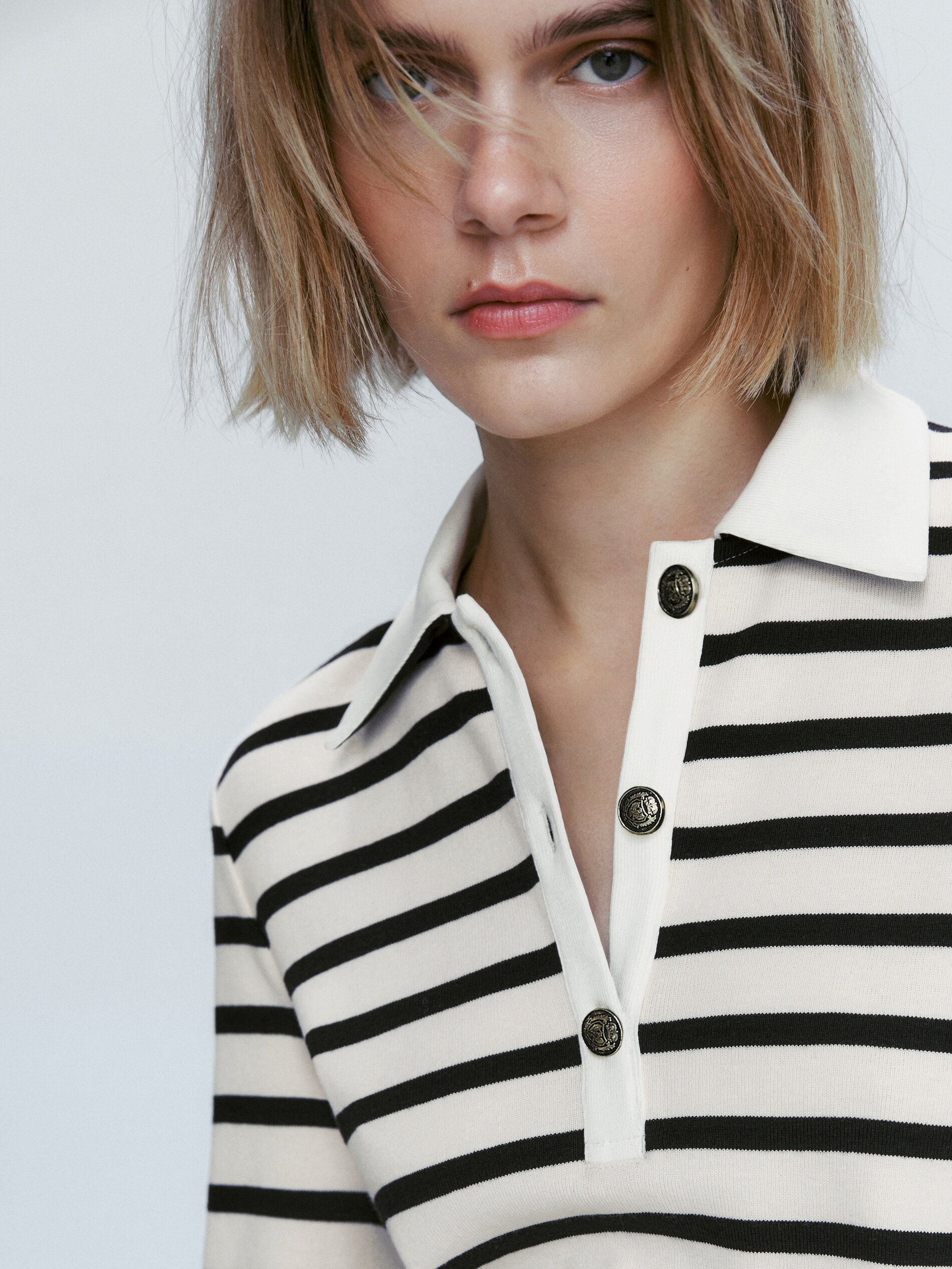 Polo rayas algodón - CRUDO