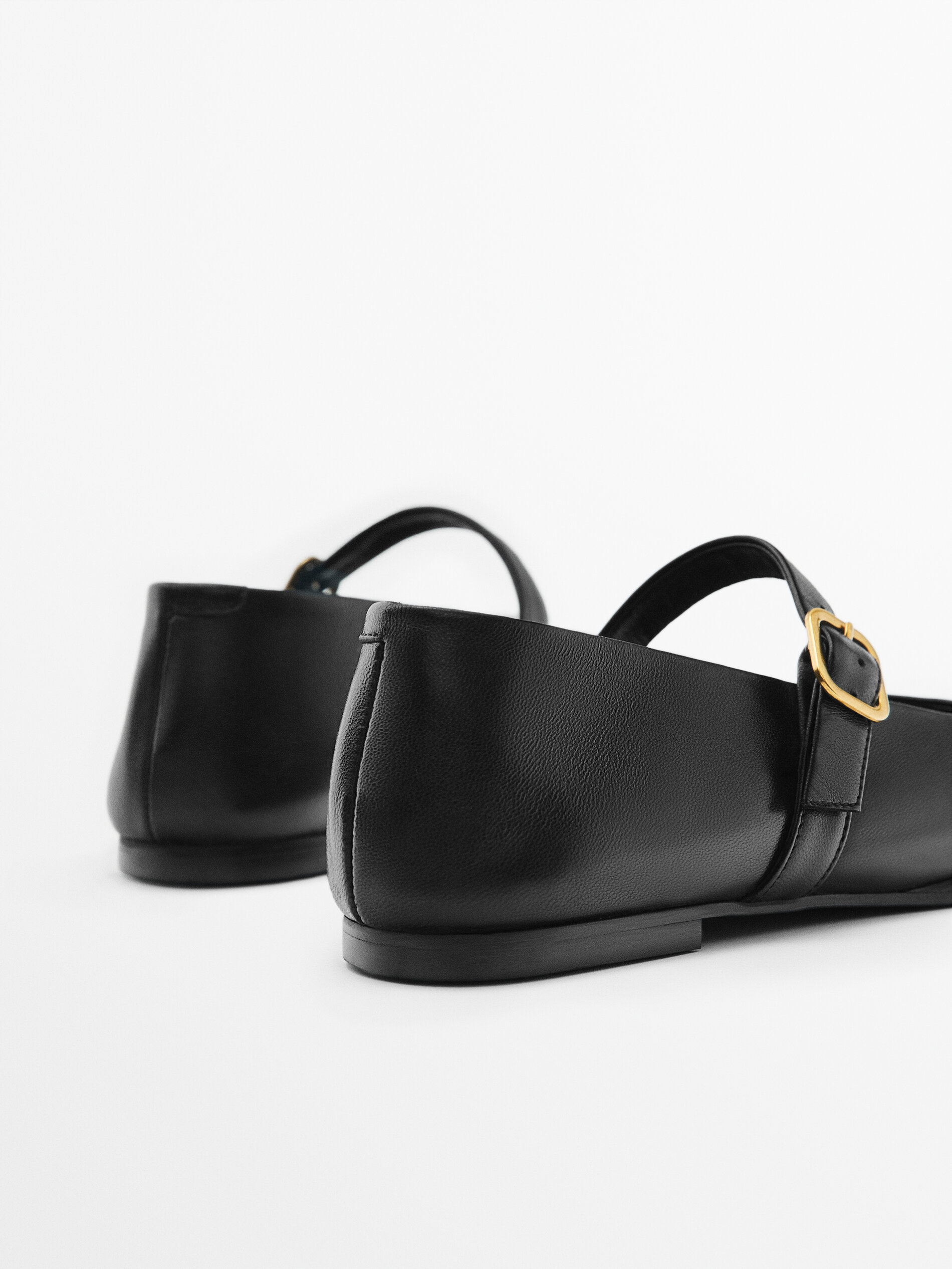 Bailarina piel pulsera hebilla - NEGRO