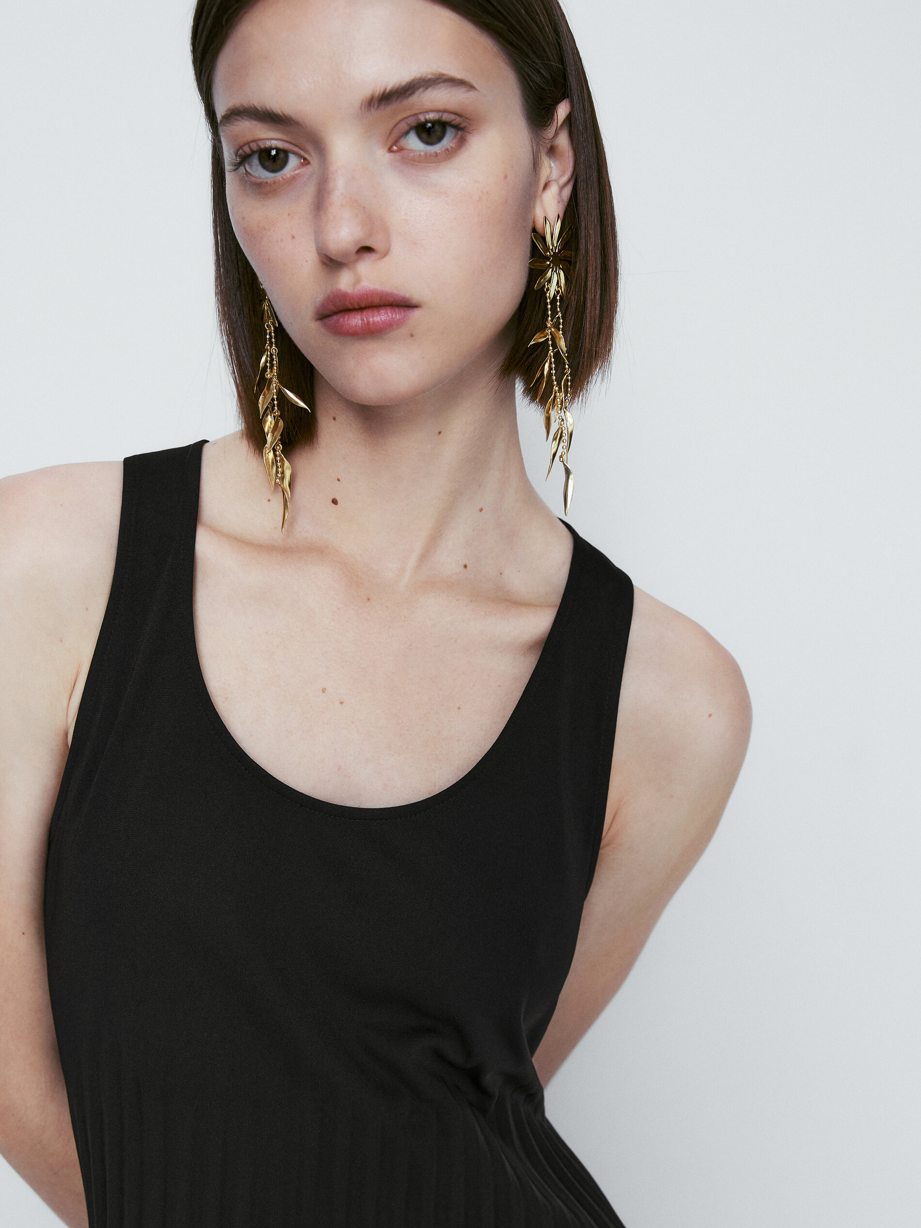 Vestido plisado negro - NEGRO