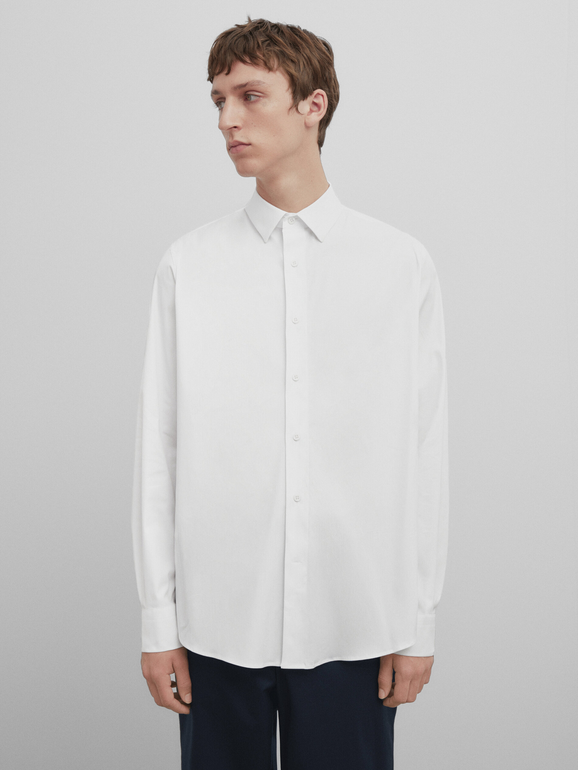 Camisa stretch slim fit -Studio - BLANCO