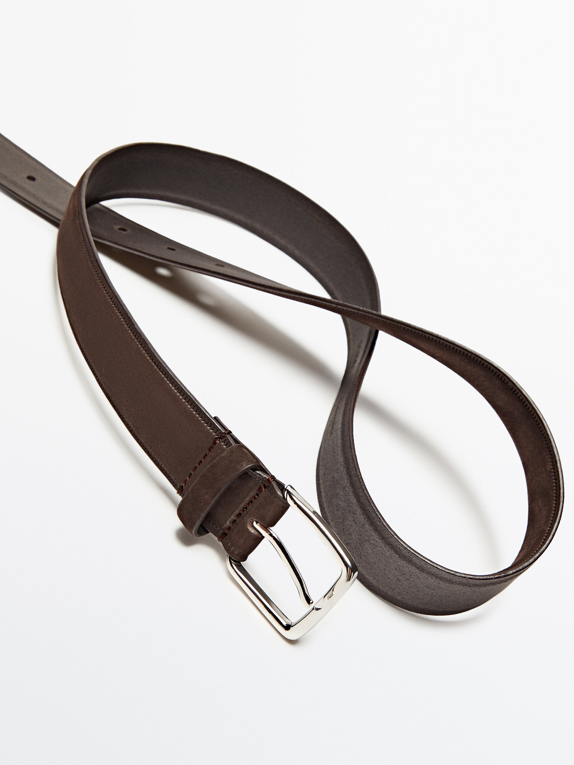 Cinturón piel nobuck - MARRÓN