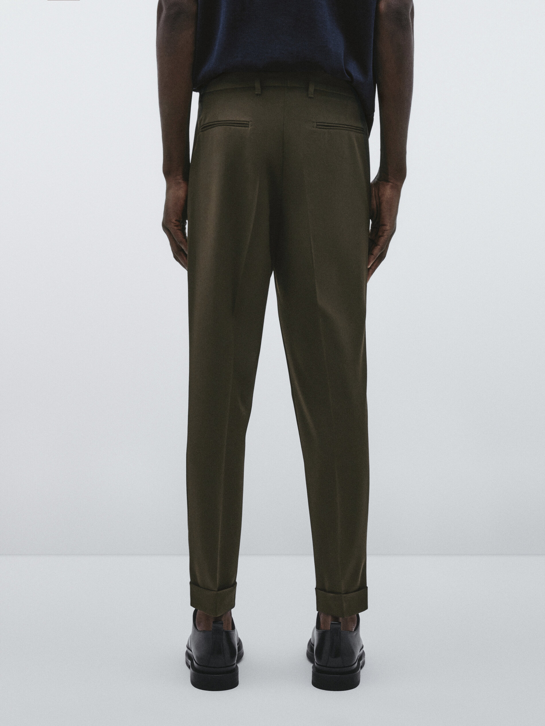 Pantalón traje lana técnica -Studio - KAKI