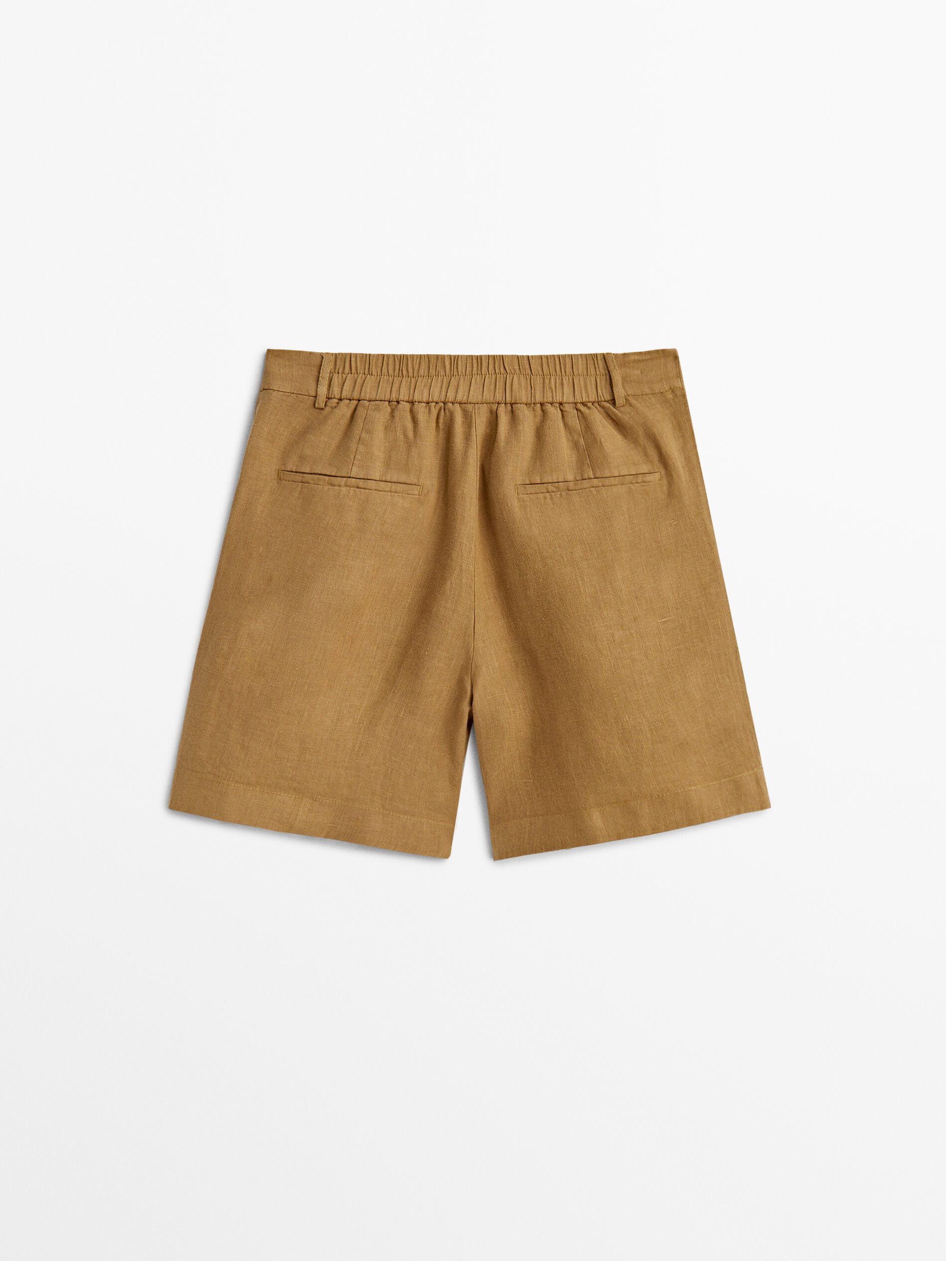 Bermuda lino pinzas - MARRÓN