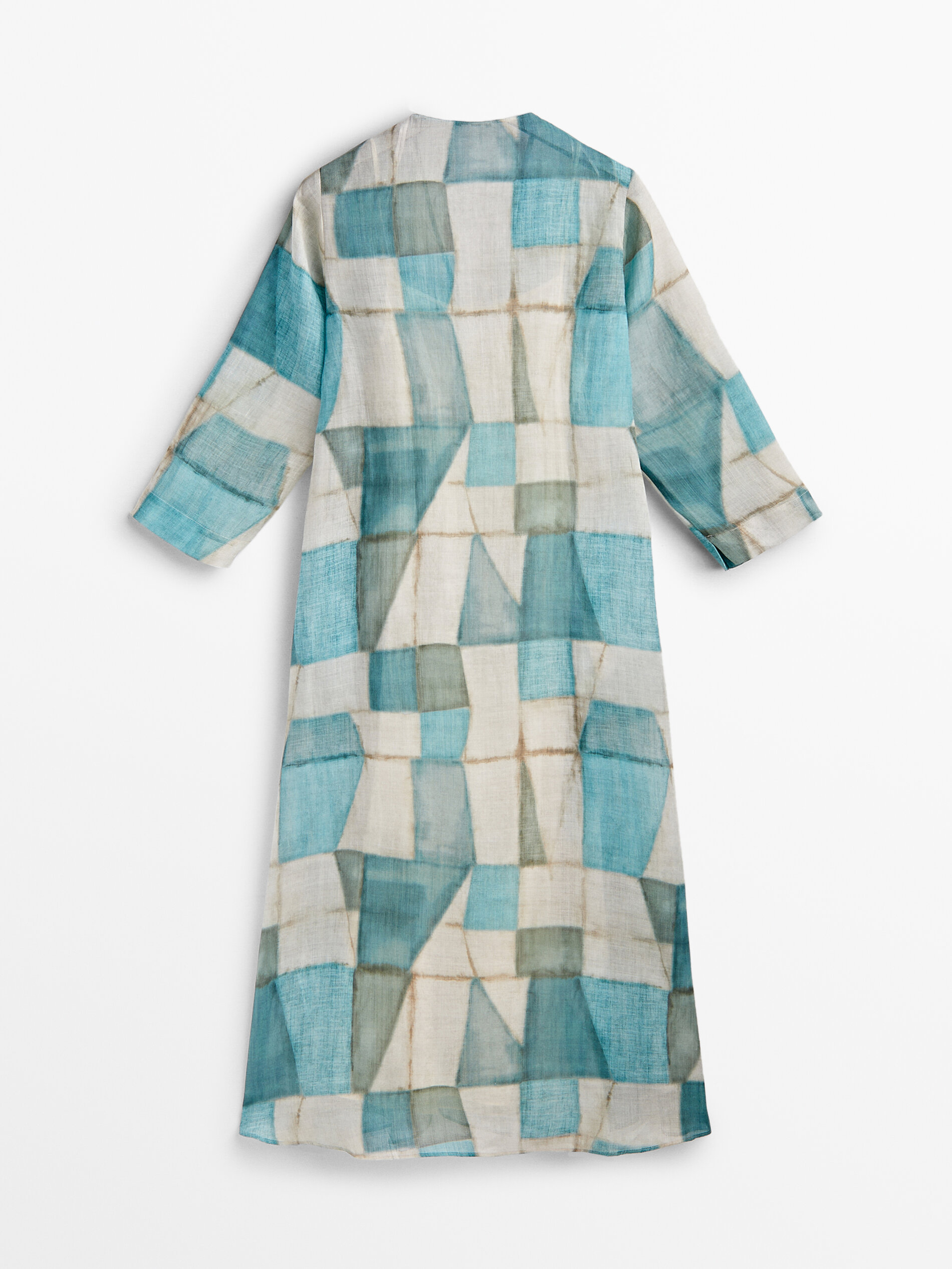 Vestido ramio estampado geométrico - AZUL