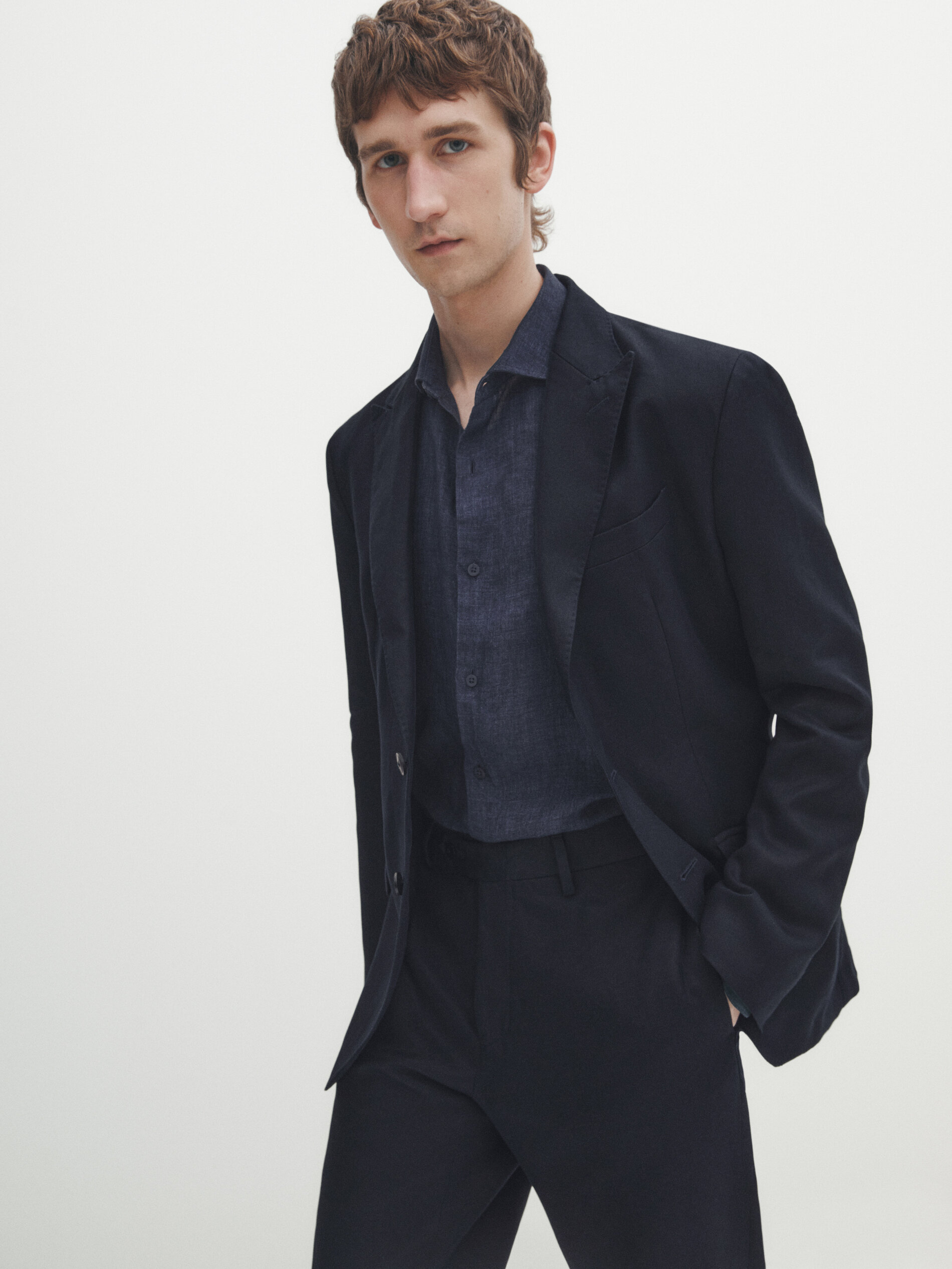 Americana traje azul marino 100% lino - AZUL MARINO