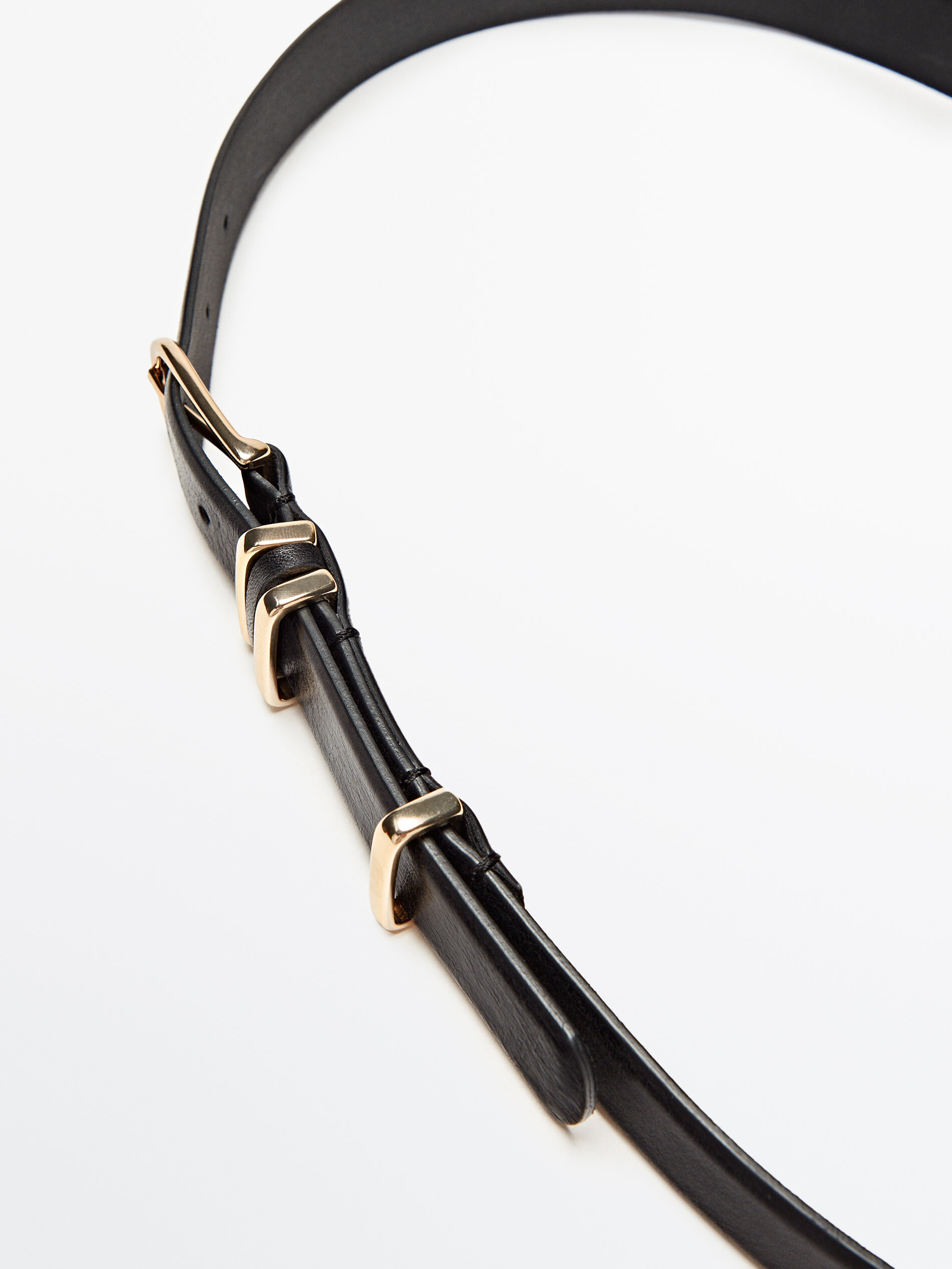 Cinturón piel triple pasador - NEGRO