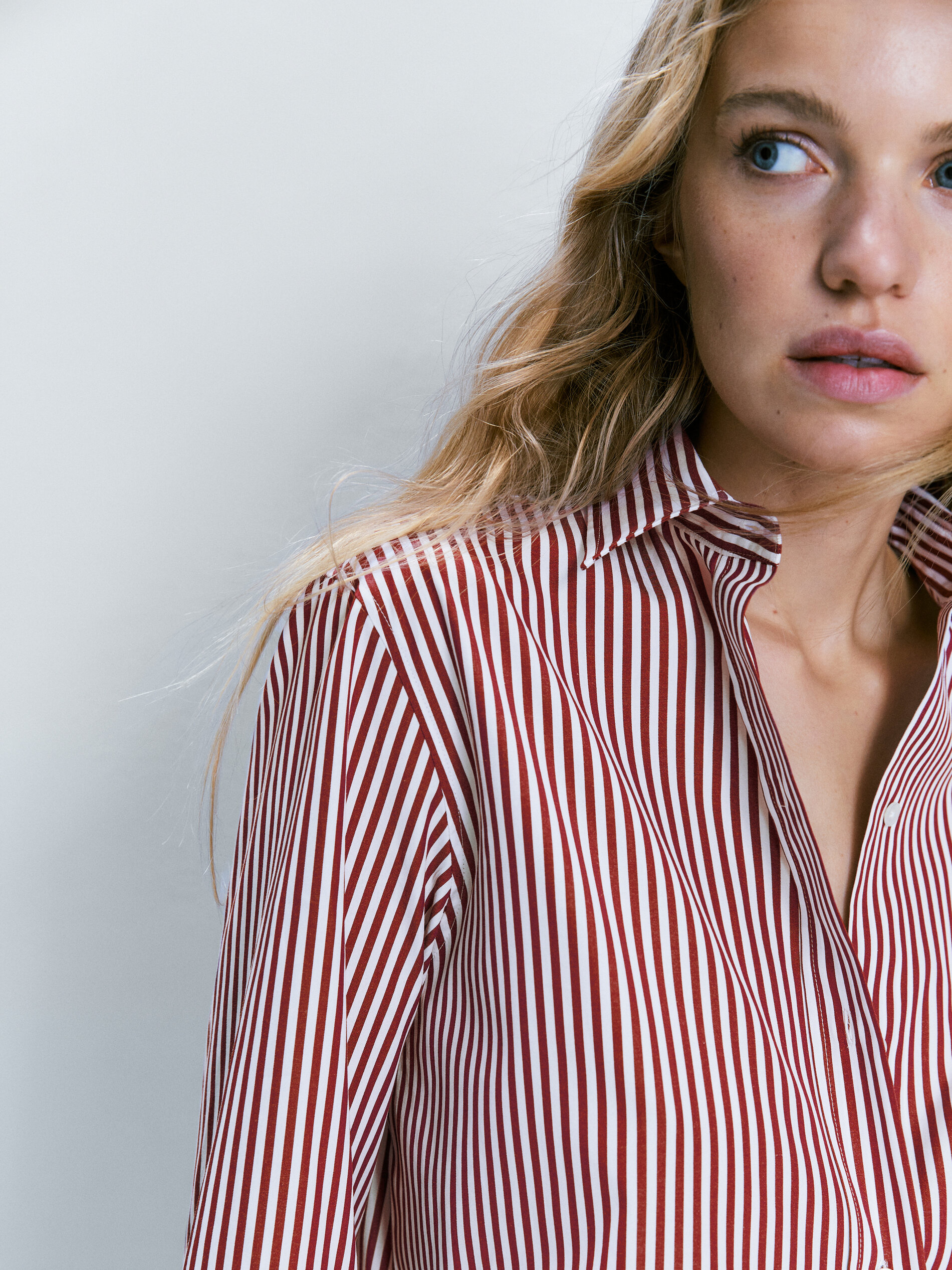 Camisa popelín algodón rayas - GRANATE