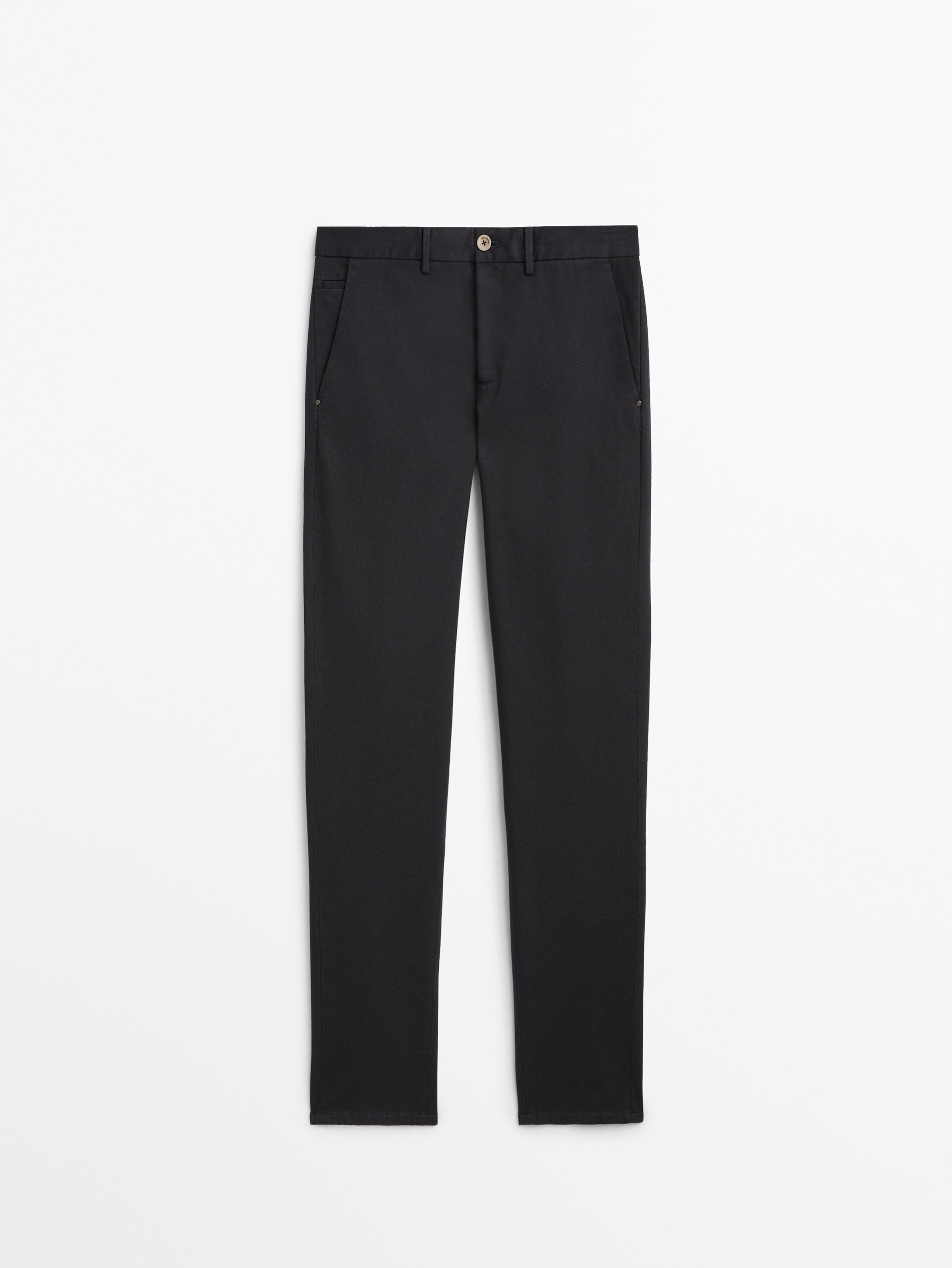 Pantalón chino micro estructura tapered fit - AZUL MARINO