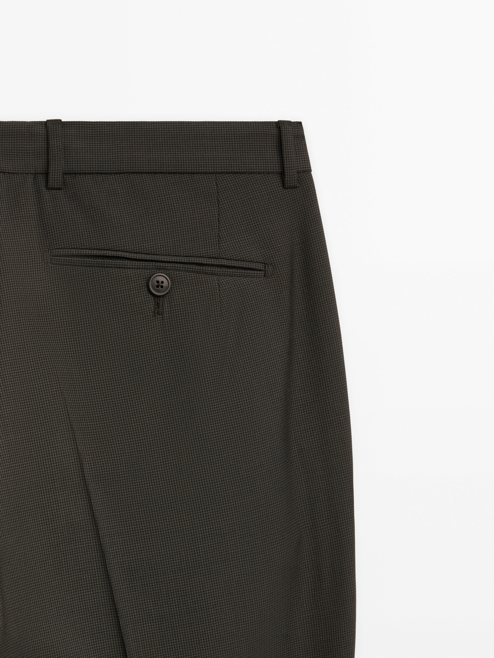 Pantalón traje lana super 120's pata de gallo - ACEITE