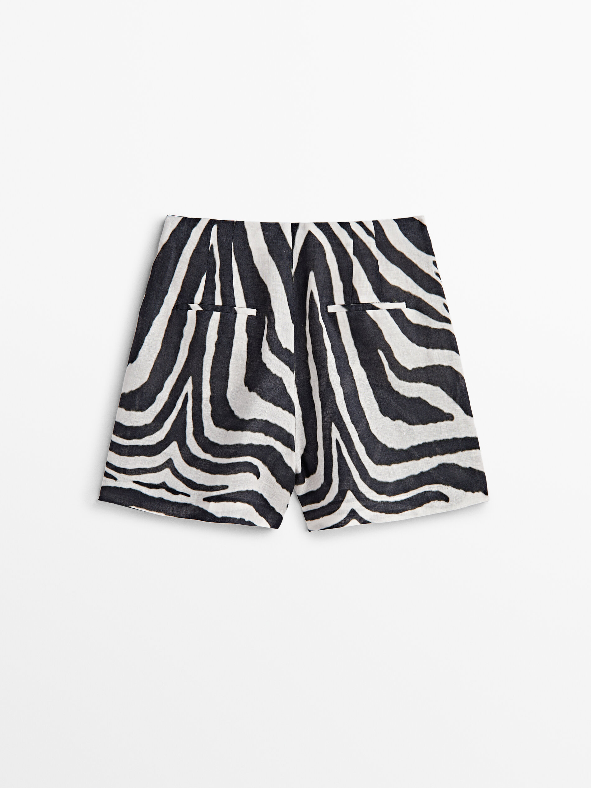 Bermuda lino estampado cebra - NEGRO