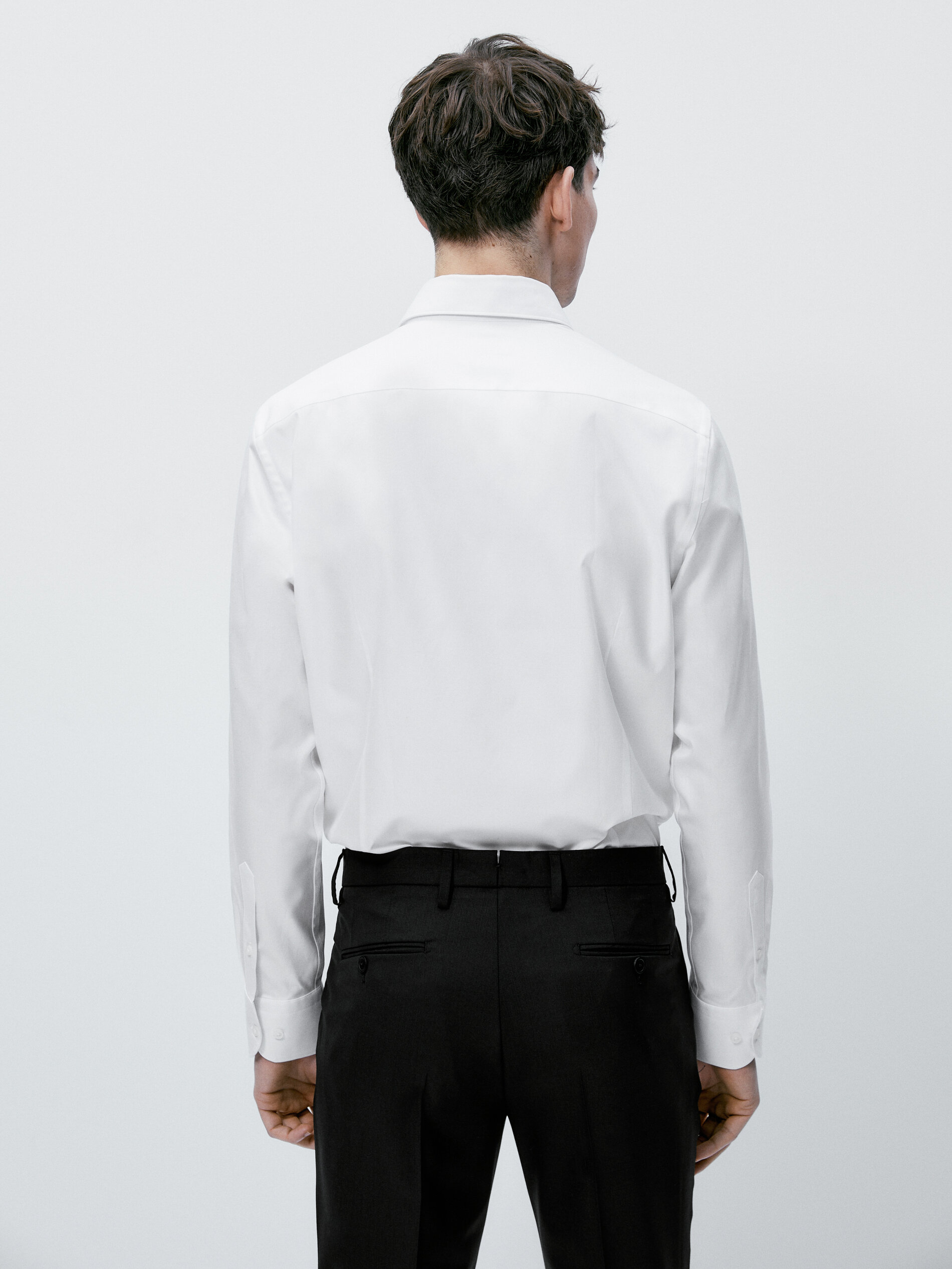 Camisa sarga algodón slim fit - BLANCO