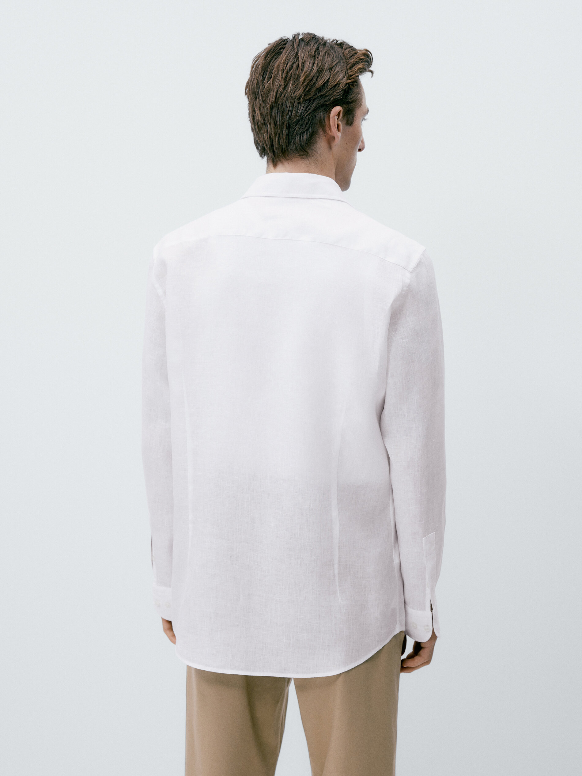 Camisa 100% lino tintado slim fit - BLANCO