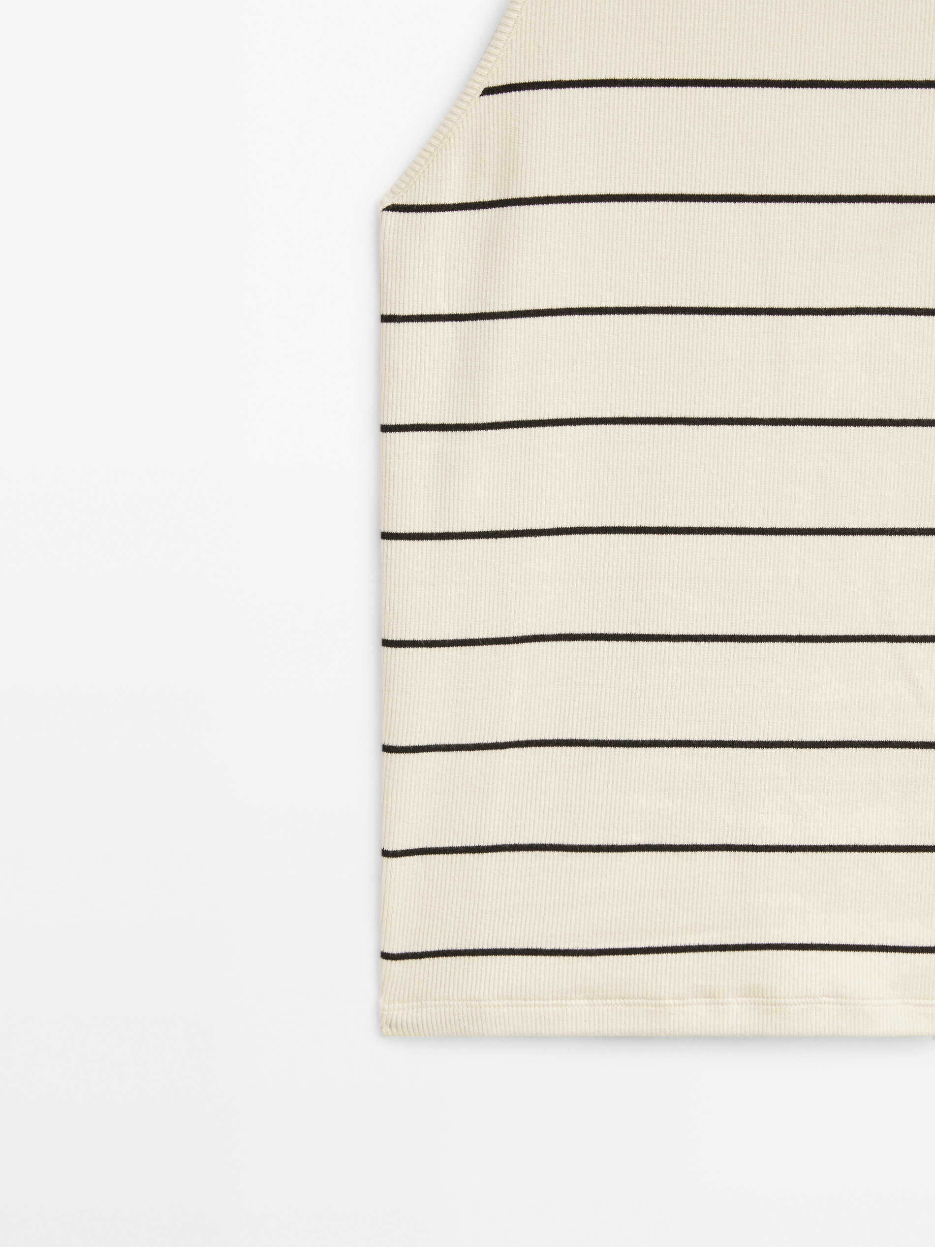 Camiseta rayas canalé manga sisa - CRUDO