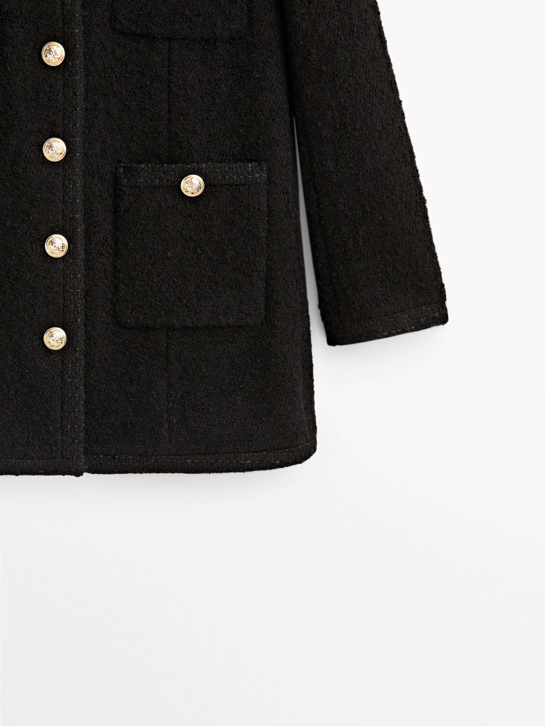 Chaqueta larga botones dorados - NEGRO