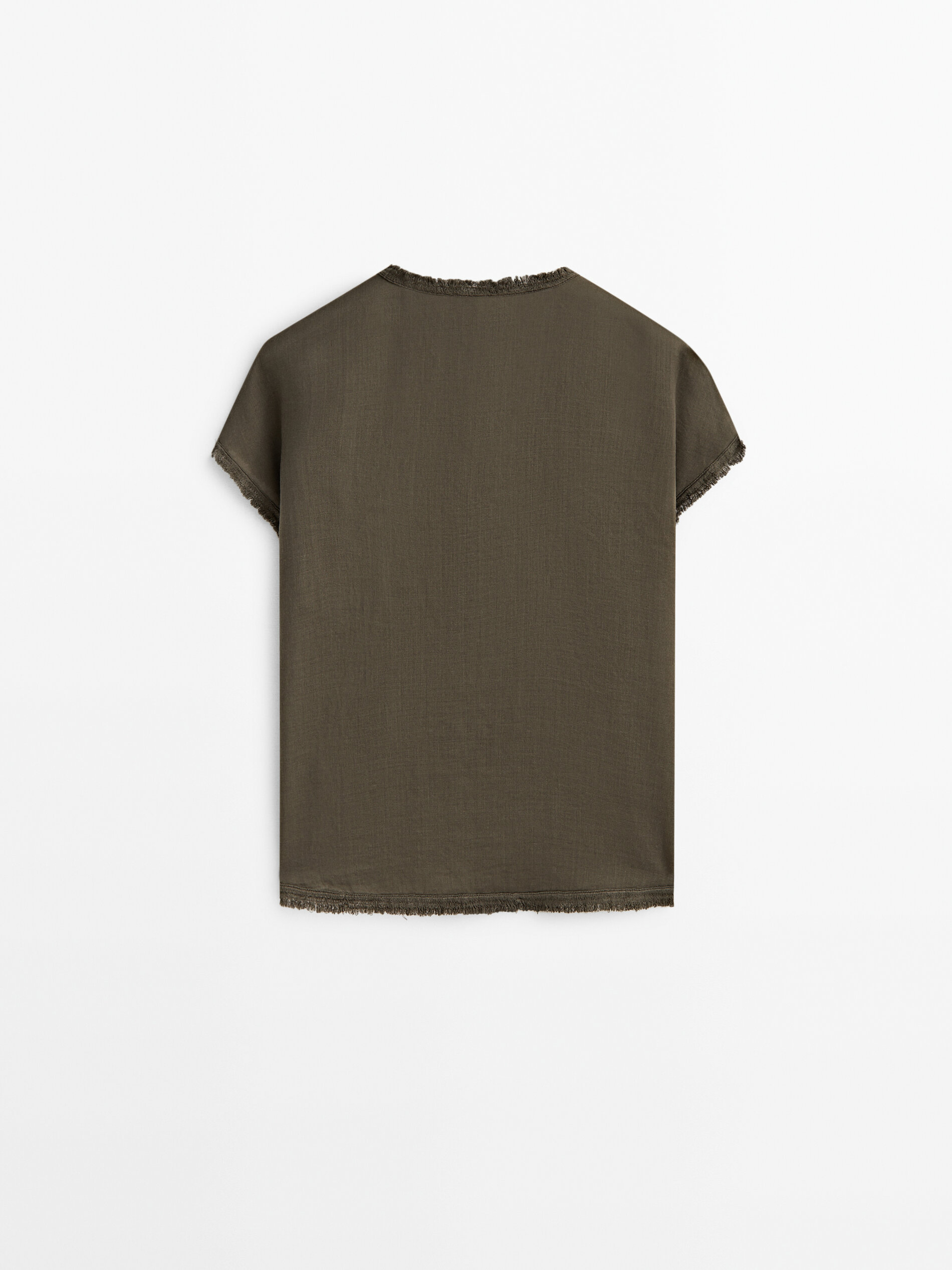 Camisa manga corta detalle desflecado - VERDE OSCURO