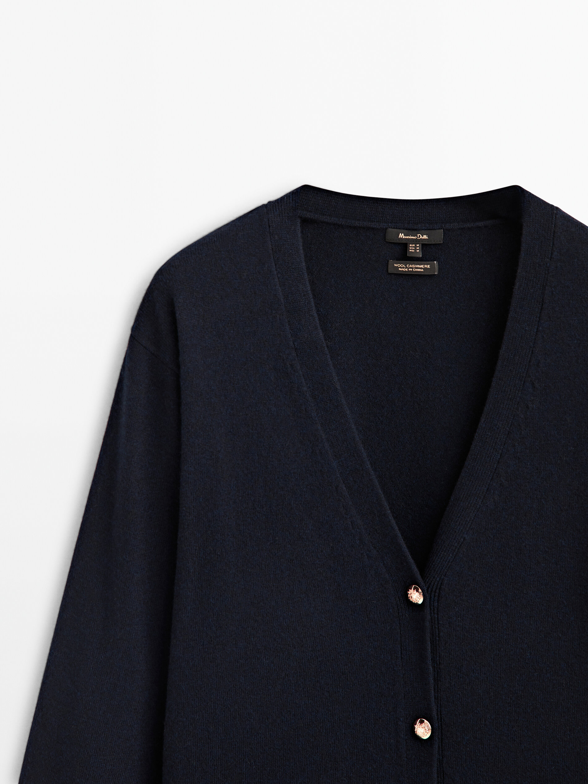 Cárdigan botones mezcla lana cashmere - AZUL MARINO