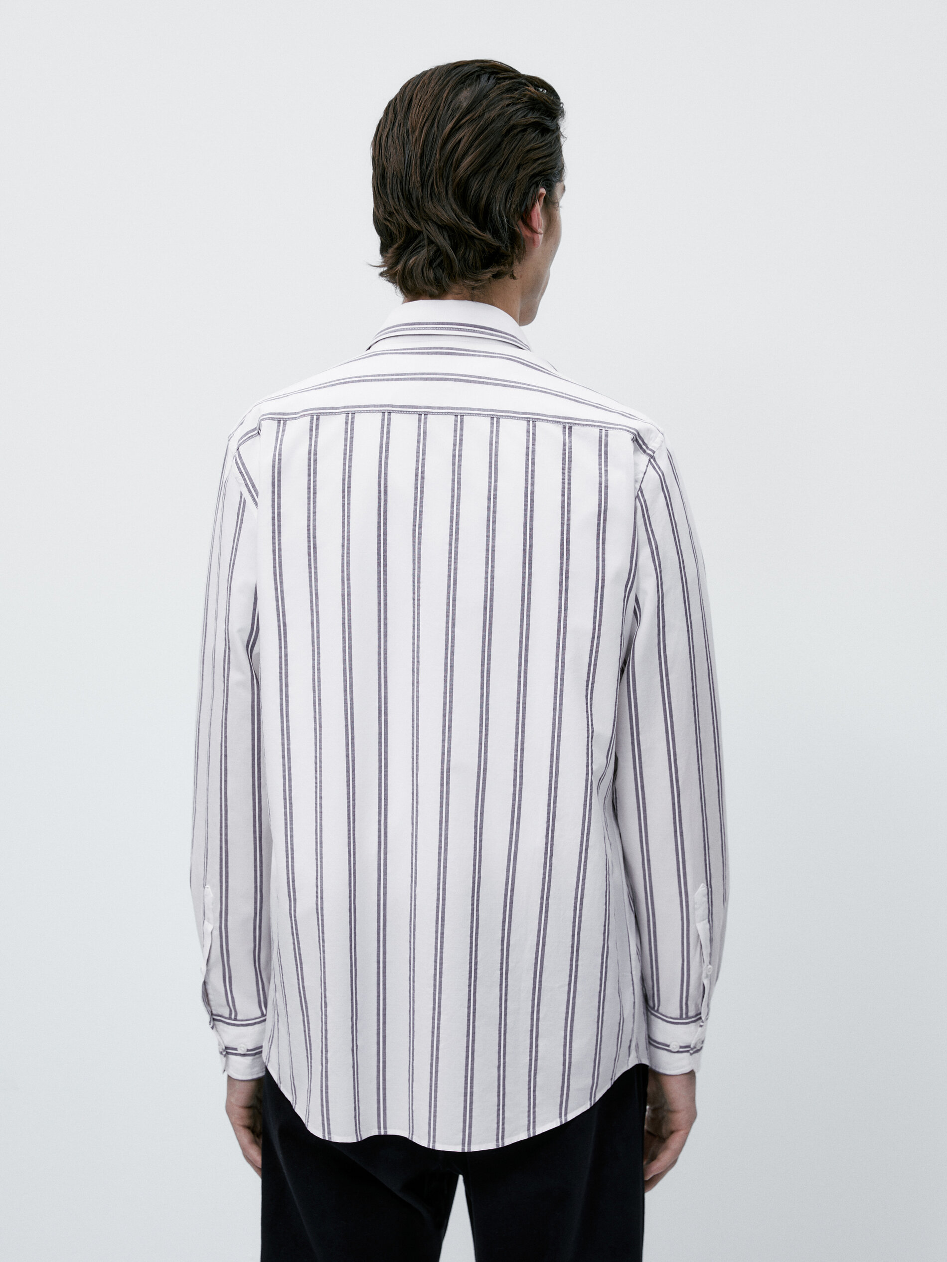 Camisa raya doble regular fit - AZUL MARINO