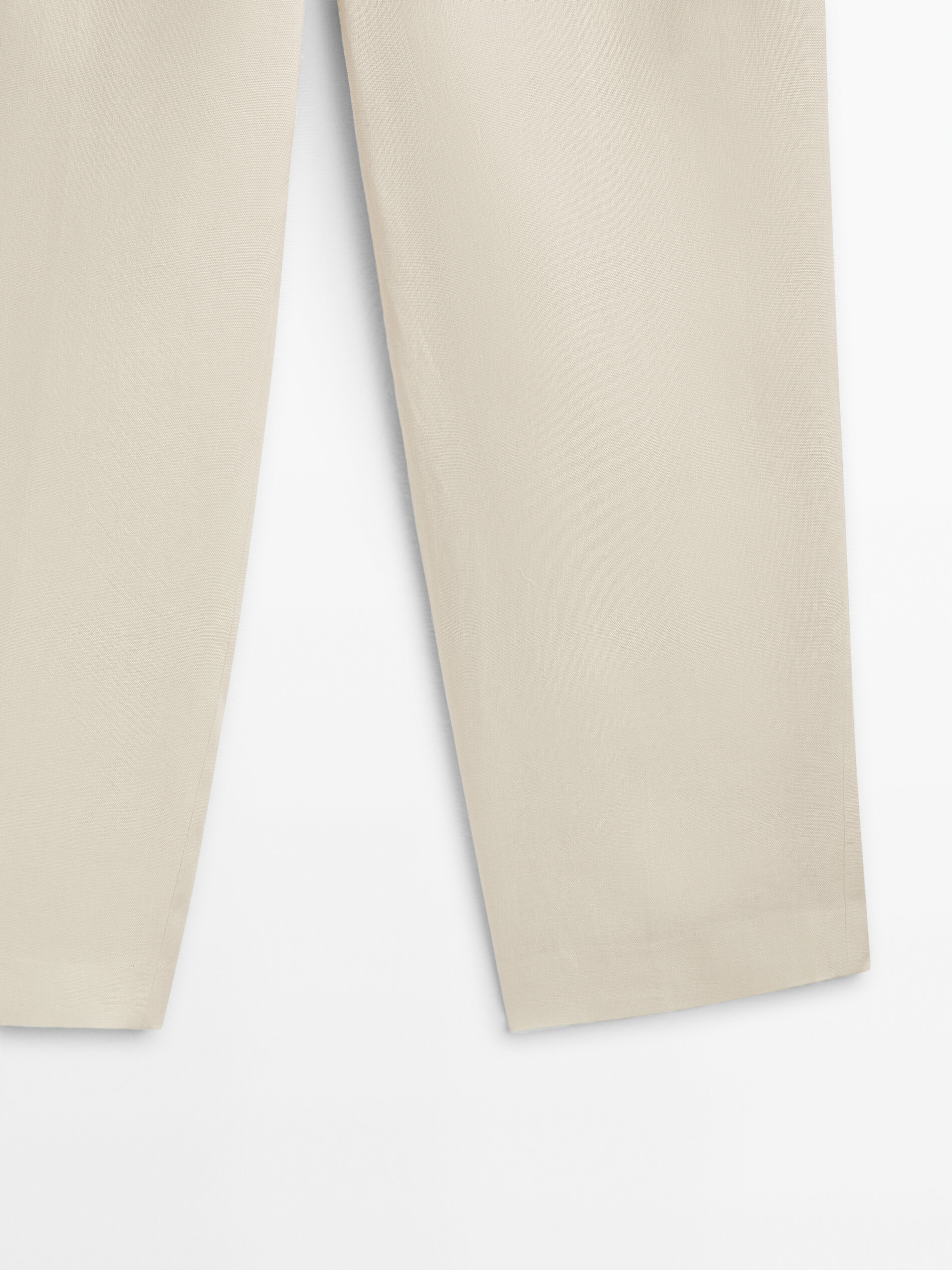 Pantalón traje 100% lino doble trabilla - Vainilla