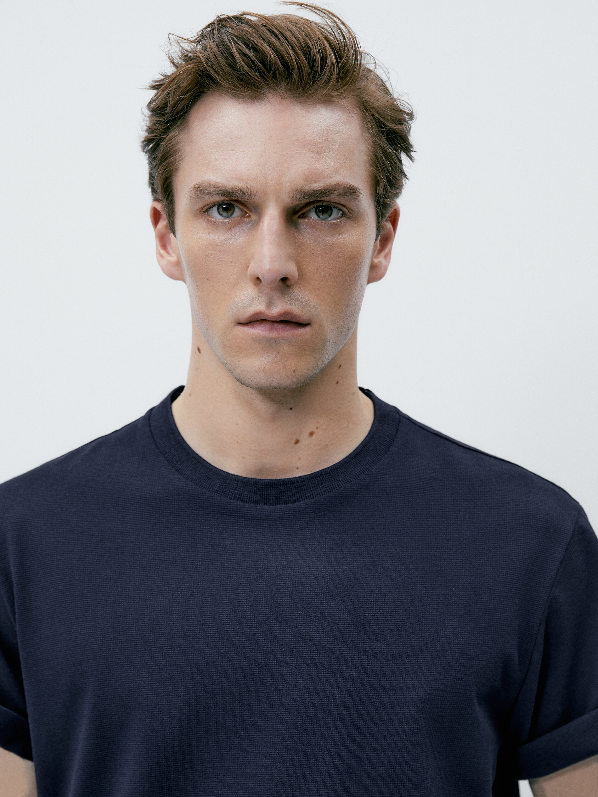 Camiseta algodón estructura manga corta - AZUL MARINO