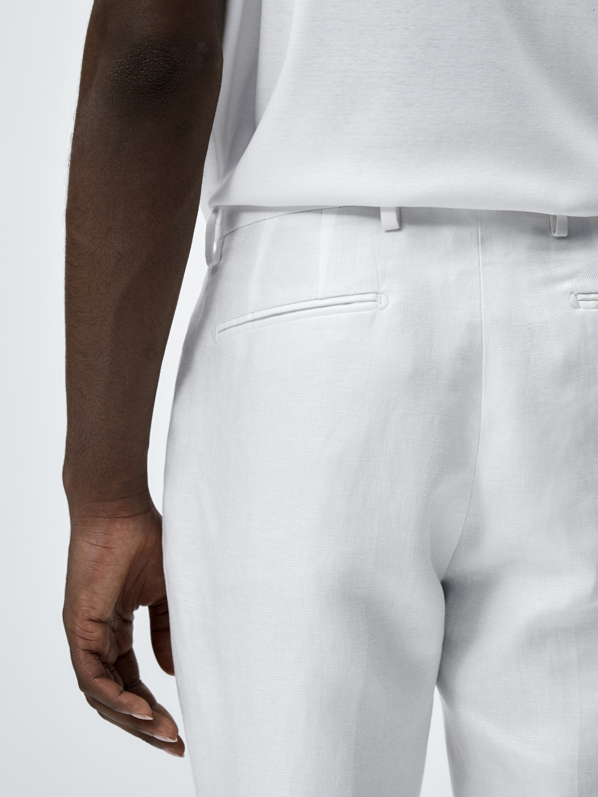 Pantalón traje 100% lino - BLANCO