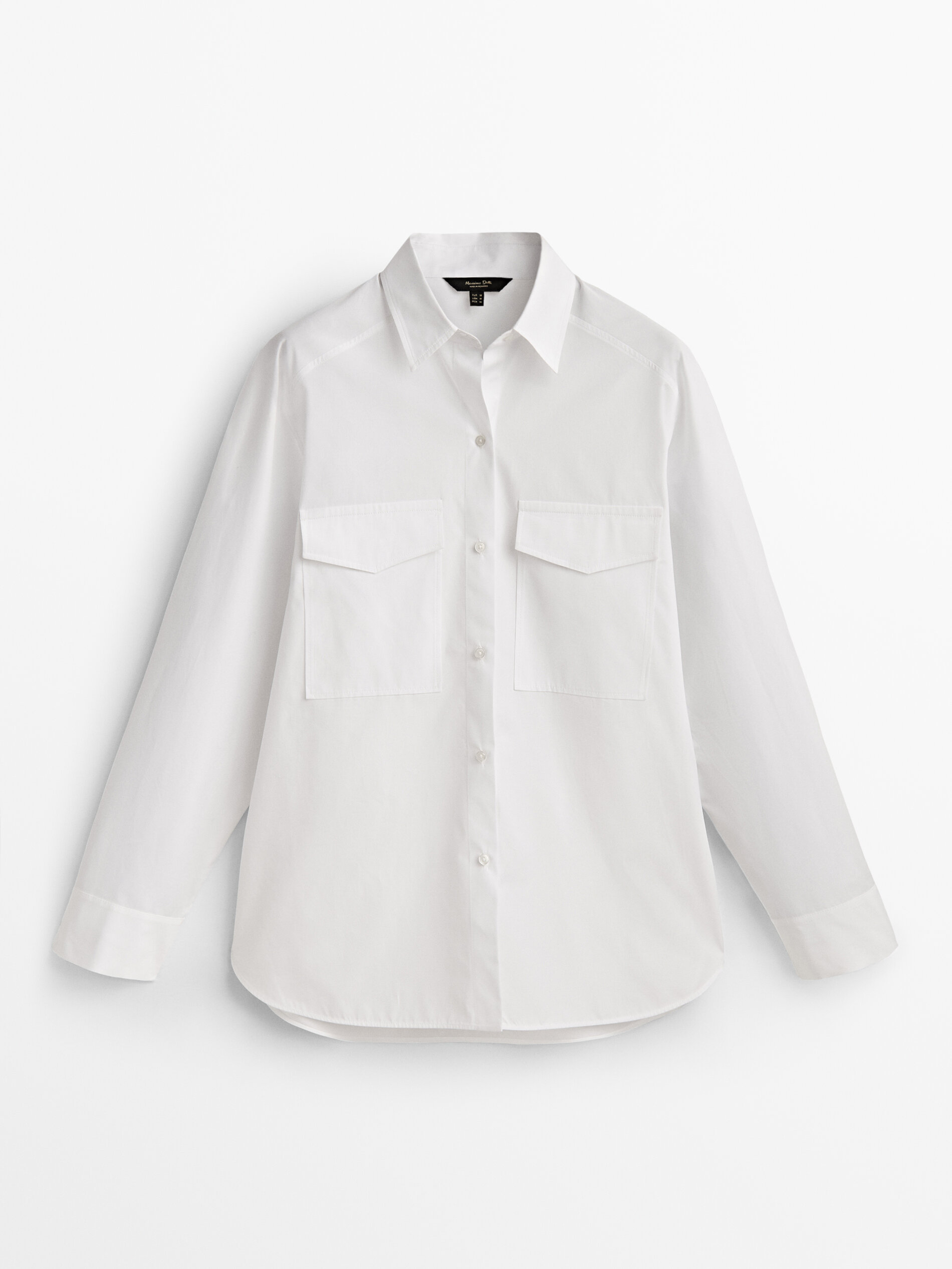 Camisa popelín algodón bolsillos - BLANCO