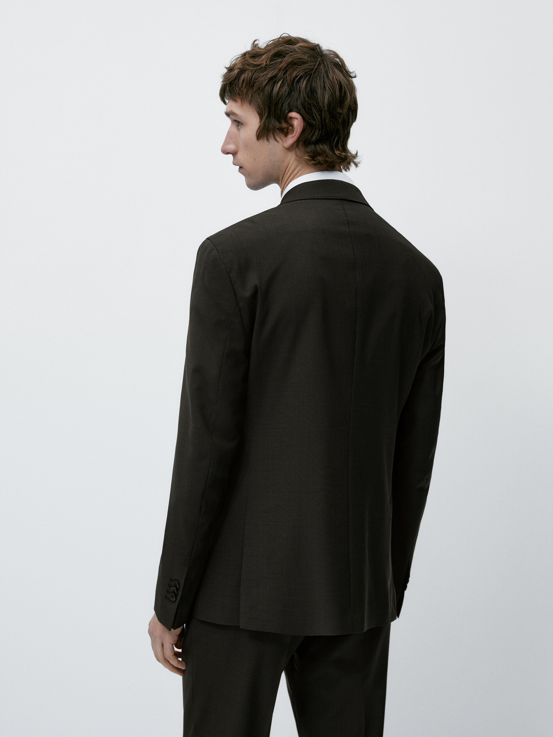 Americana traje lana super 120's pata de gallo - ACEITE