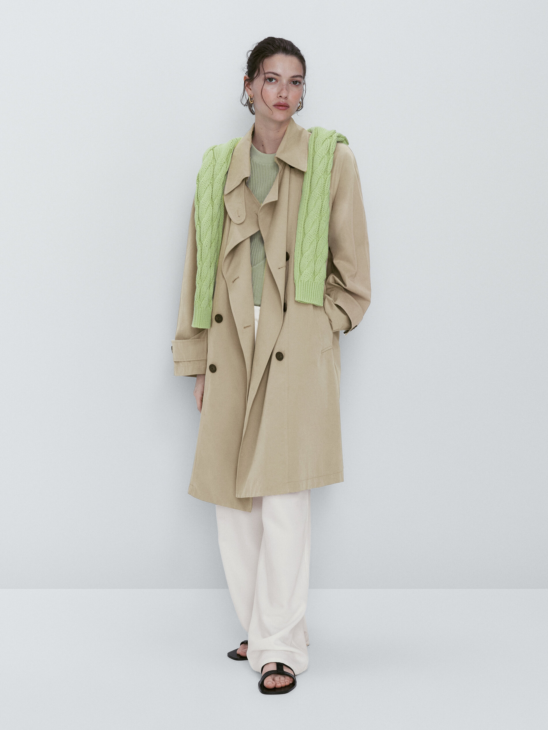 Chaqueta trench con algodón - BEIGE