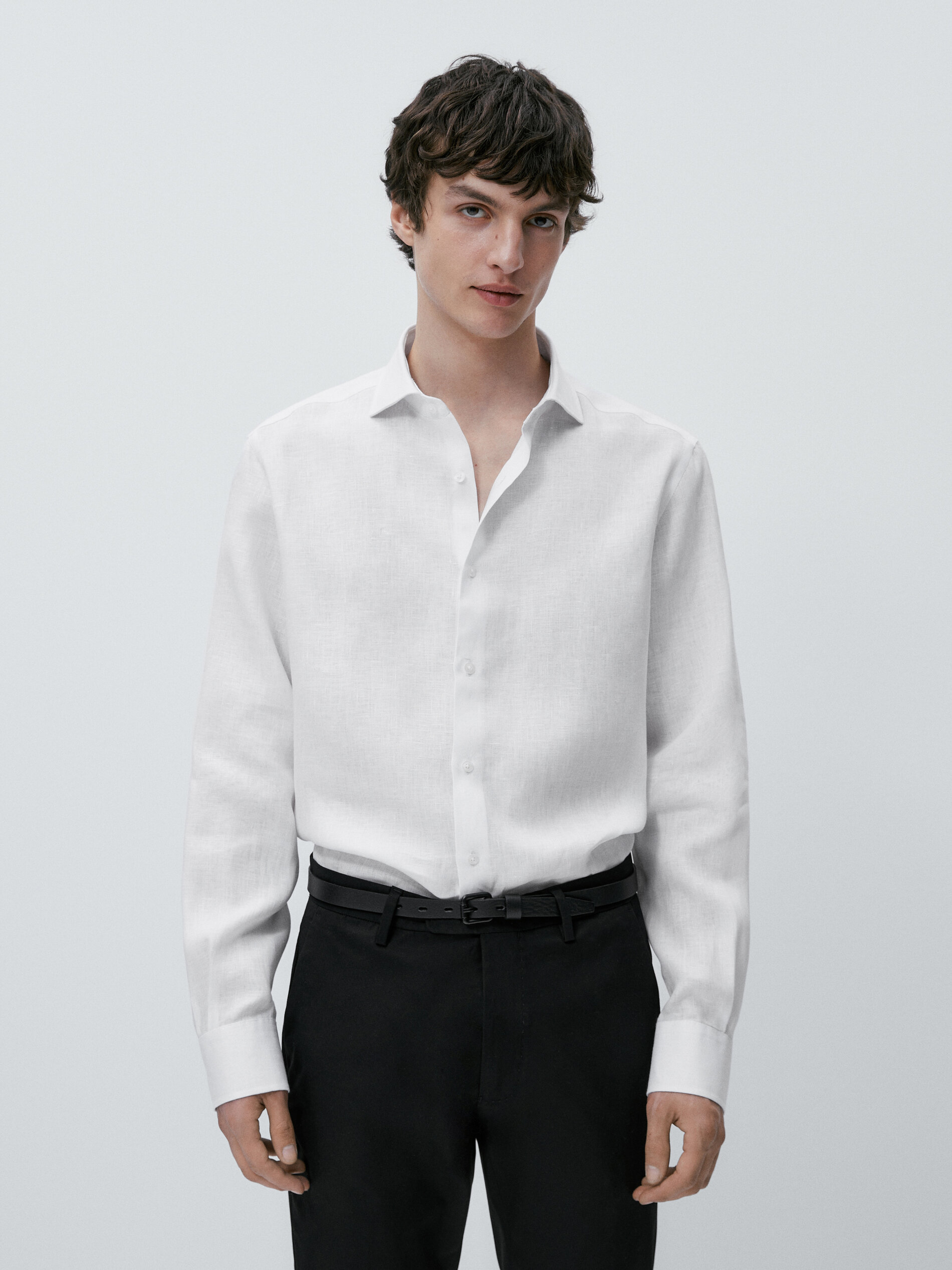 Camisa 100% lino slim fit - BLANCO