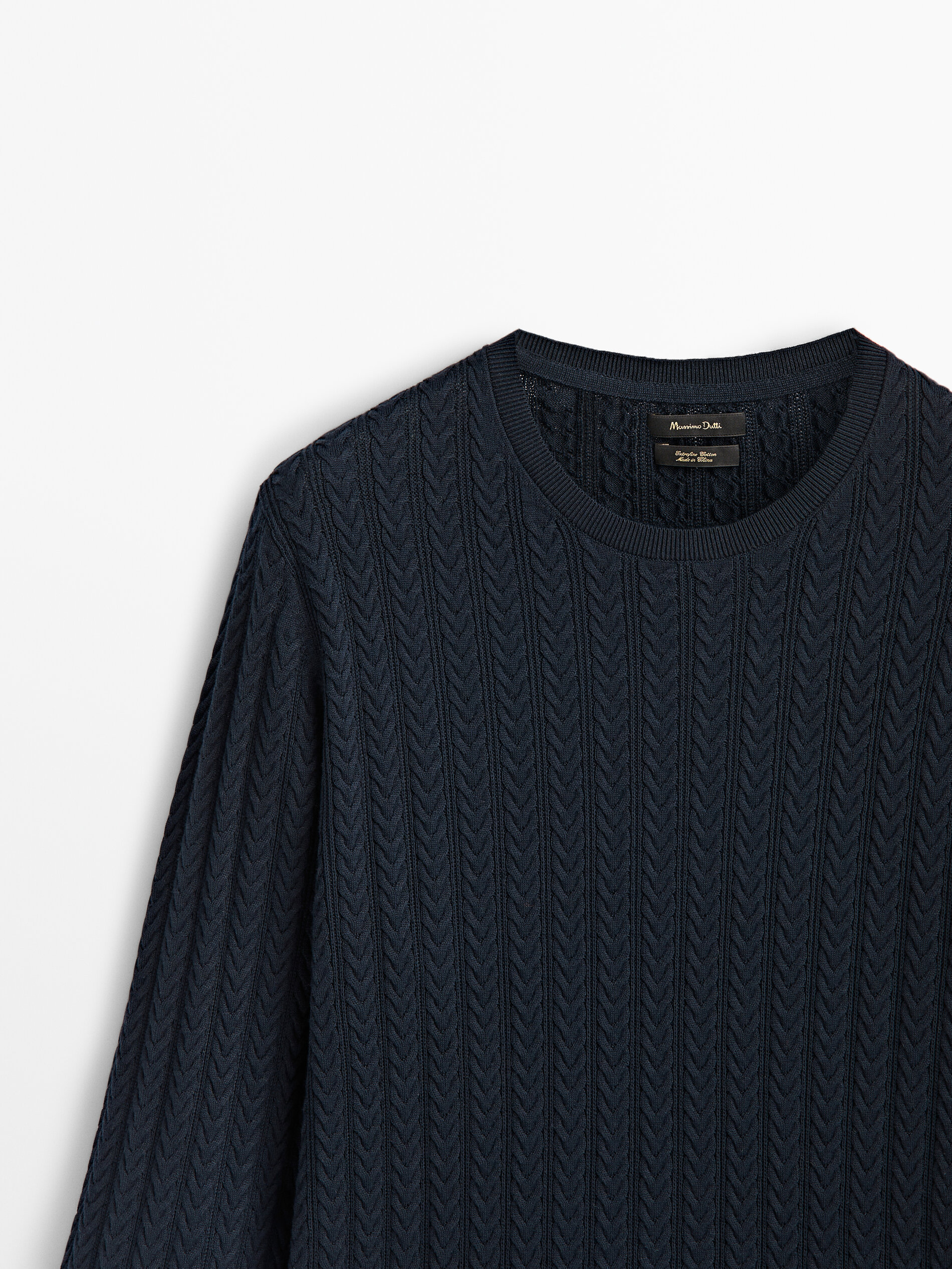 Jersey punto cable cuello redondo - AZUL MARINO