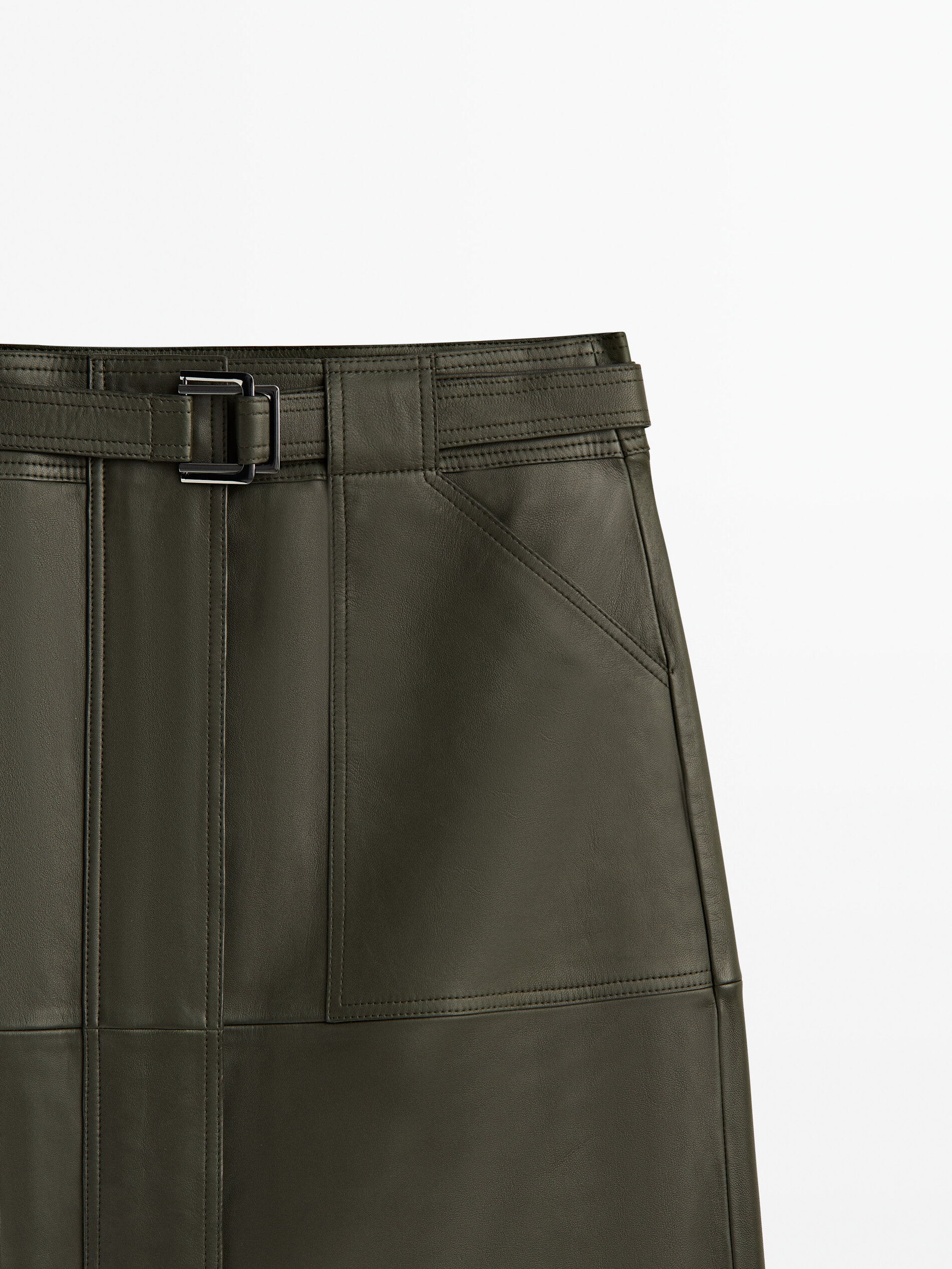 Falda piel napa bolsillos - VERDE