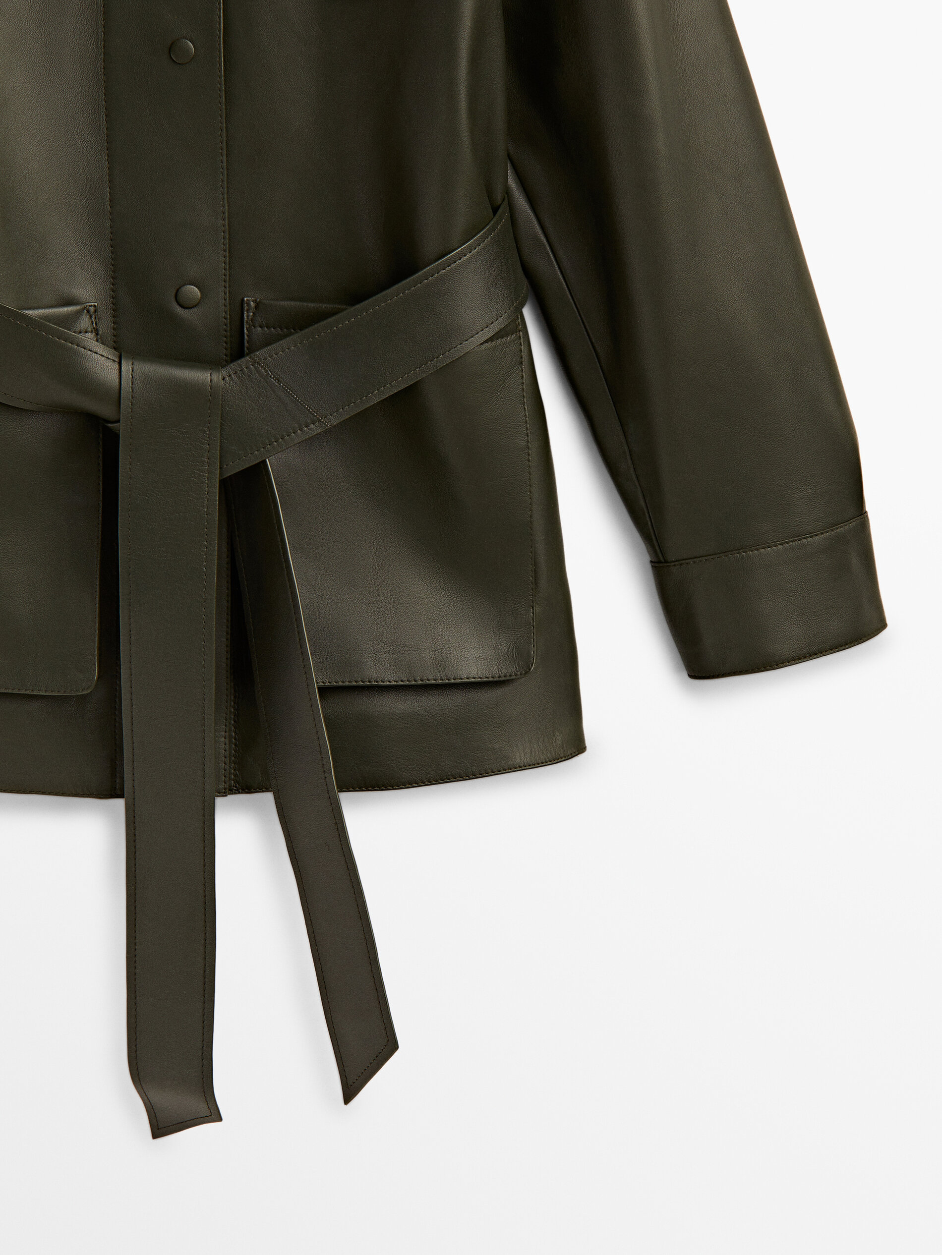 Chaqueta piel napa bolsillos - VERDE