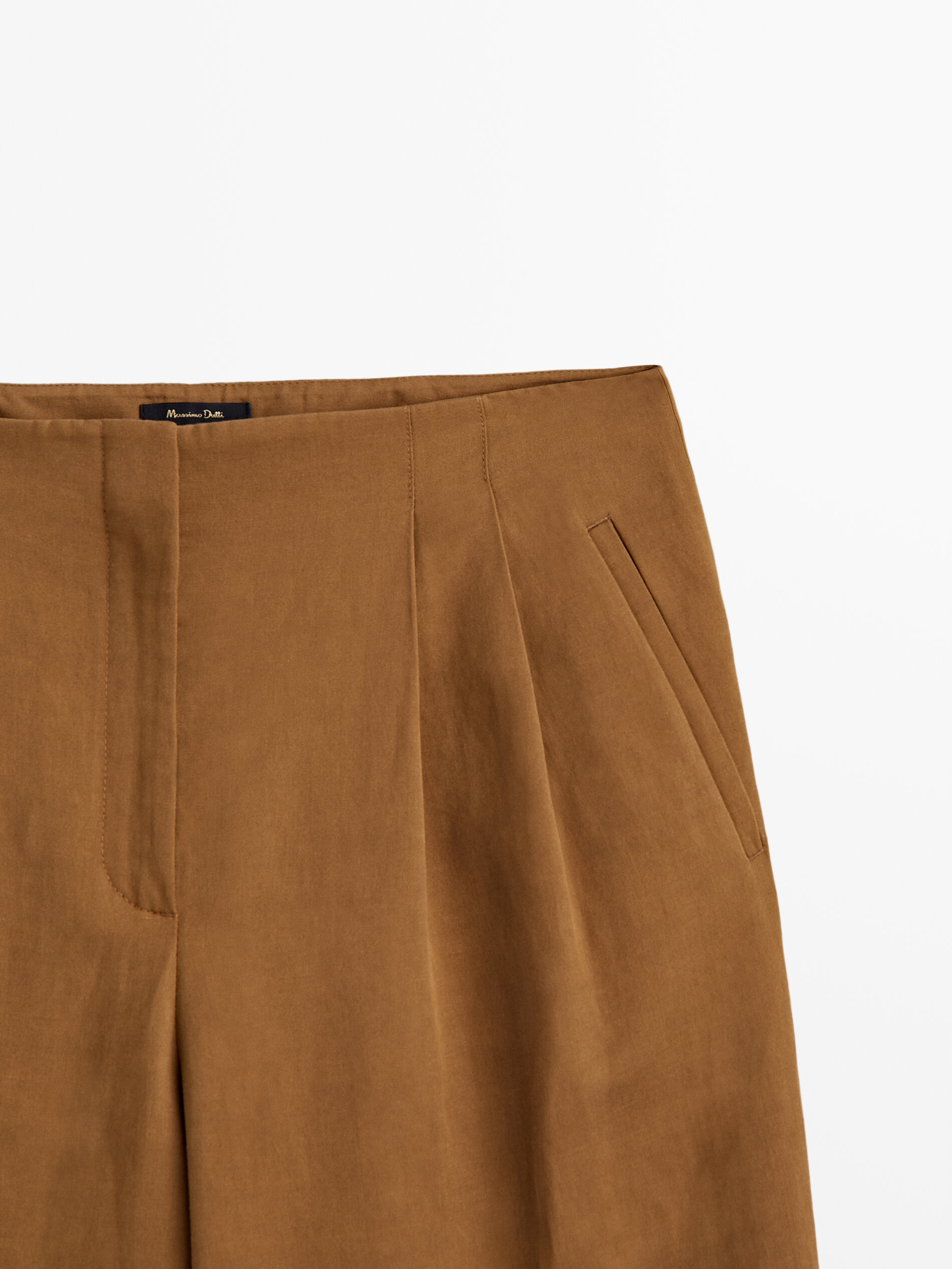 Pantalón recto doble pinza - Caramelo