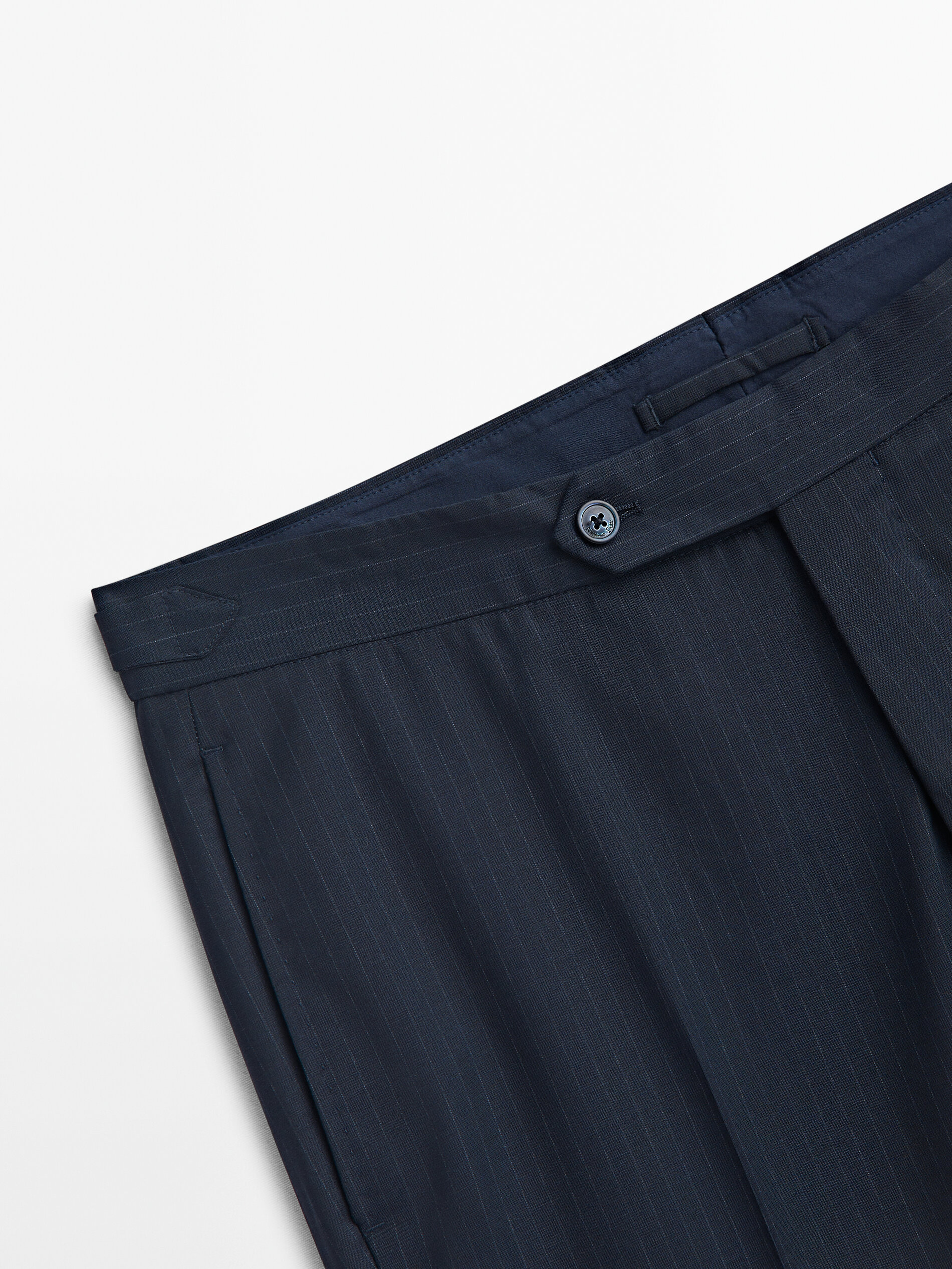 Pantalón traje lana super 120's raya diplomática - AZUL MARINO